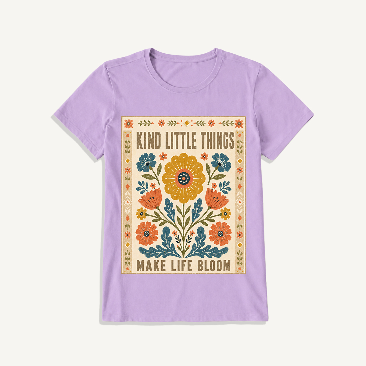 Kind Little Things Folk Bloom Print Crew Neck Cotton Tee