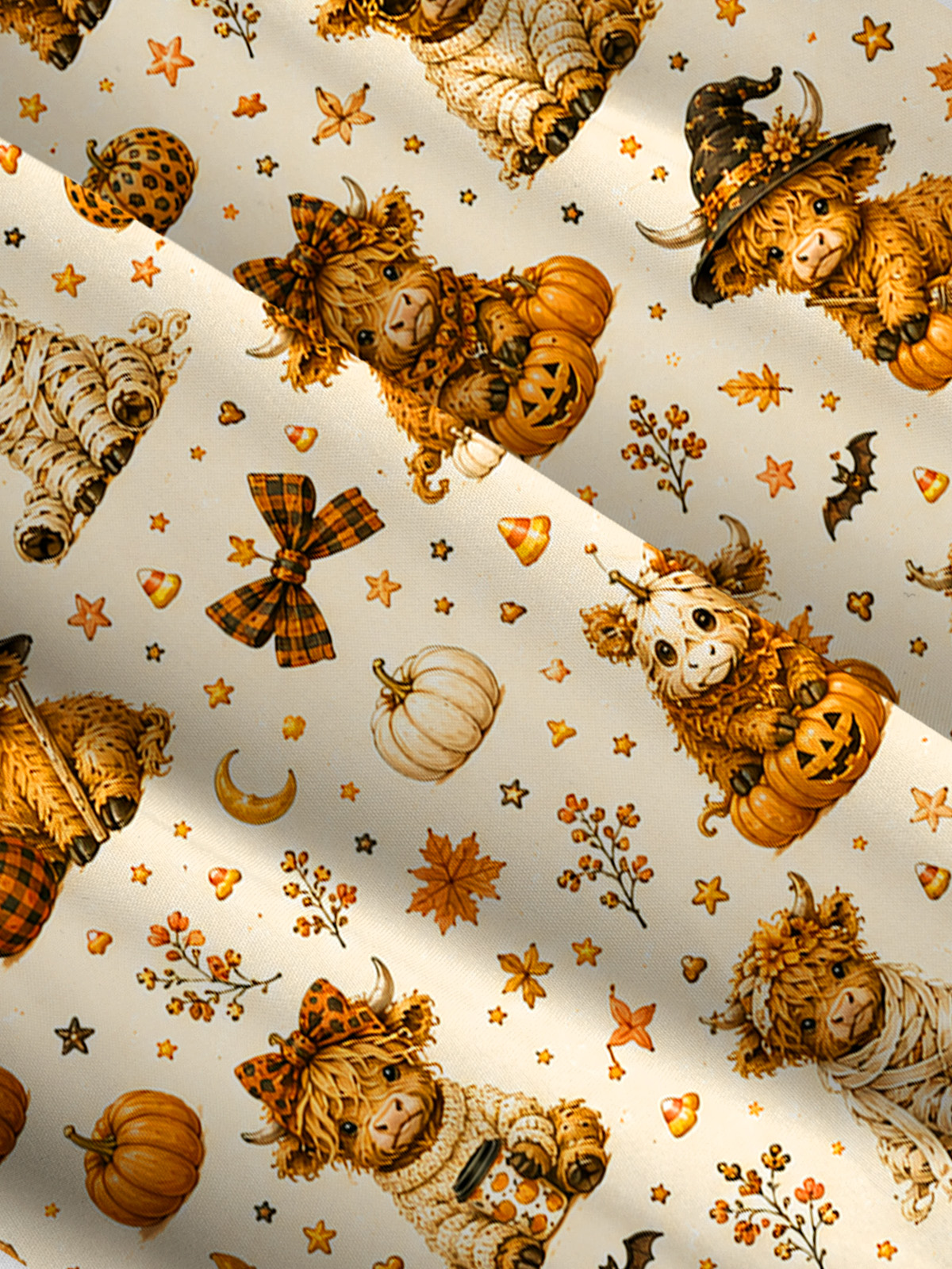 Spooky Highland Cows Print Wide Straps Maxi Dress With Pockets