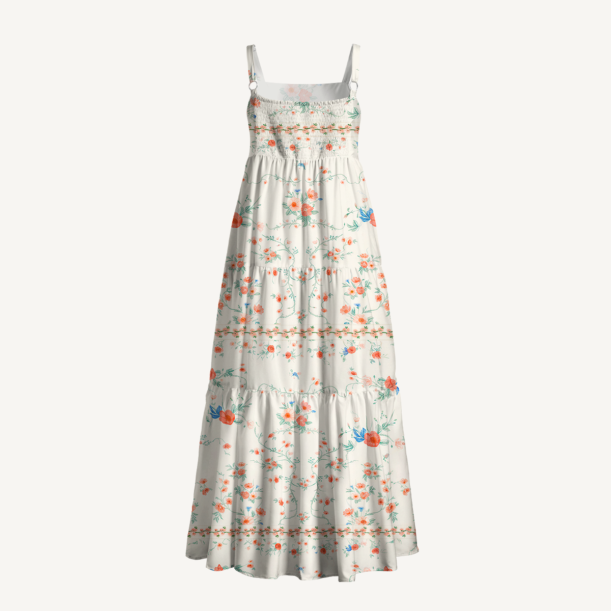 Square Neck Wild Bloom Print Slip Dress
