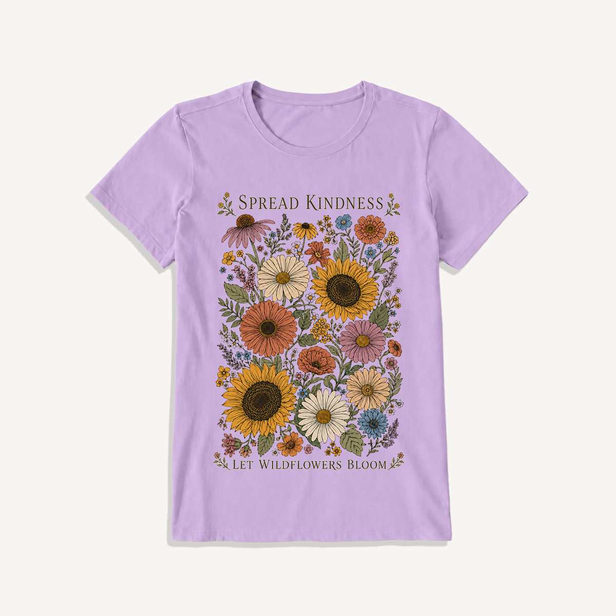 Kindness Wildflower Garden Print Crew Neck Cotton Tee