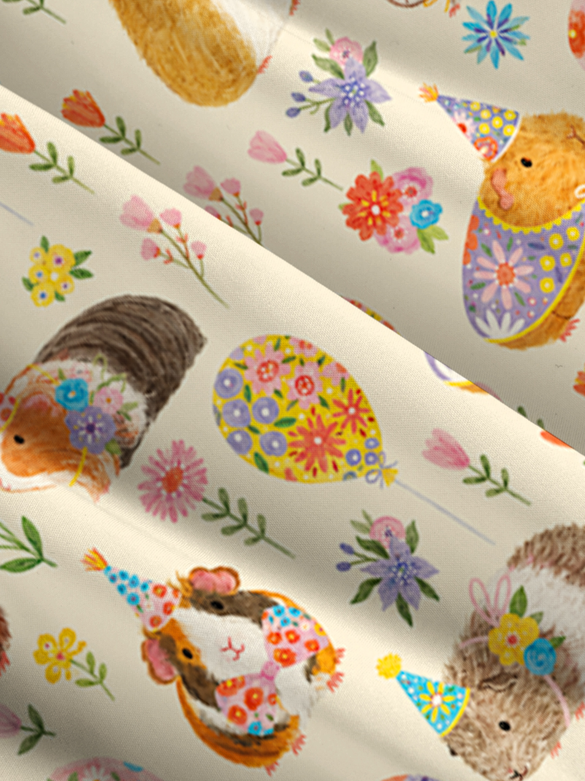 Guinea Pig Garden Party Print Wide Straps Maxi Dress With Pockets