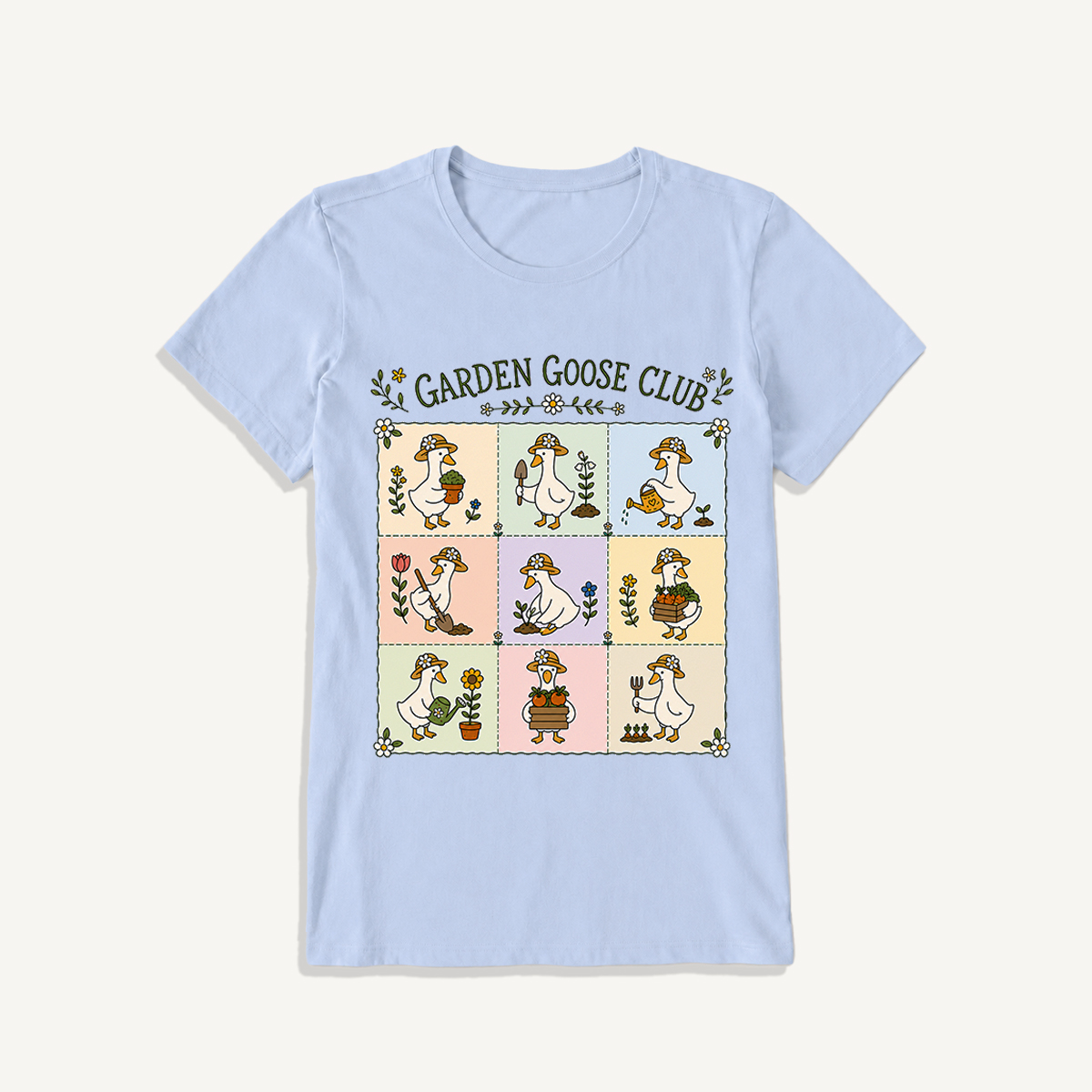 Garden Goose Club Print Crew Neck Cotton Tee