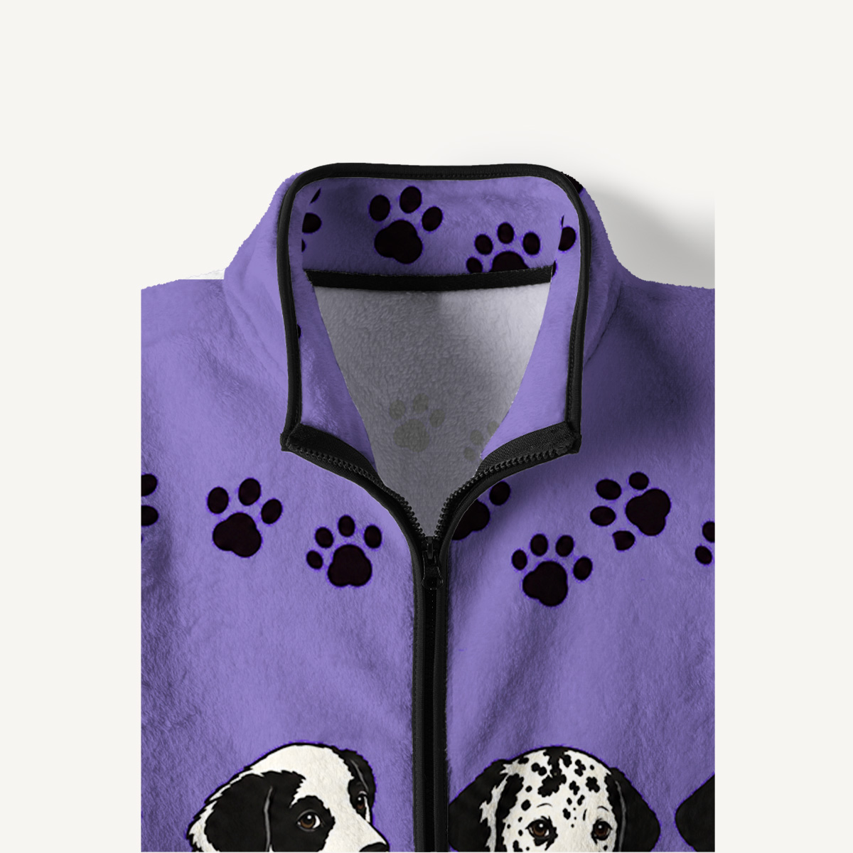 Purple Paws Parade Print Fleece Jacket