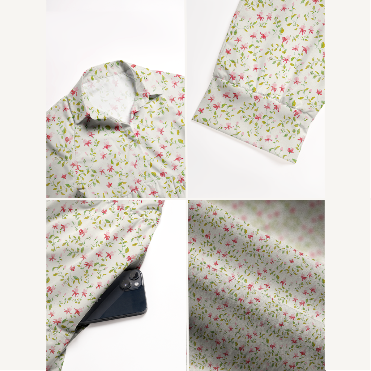 V Neck Collared Ruby Vine Casual Long Shirt Dress