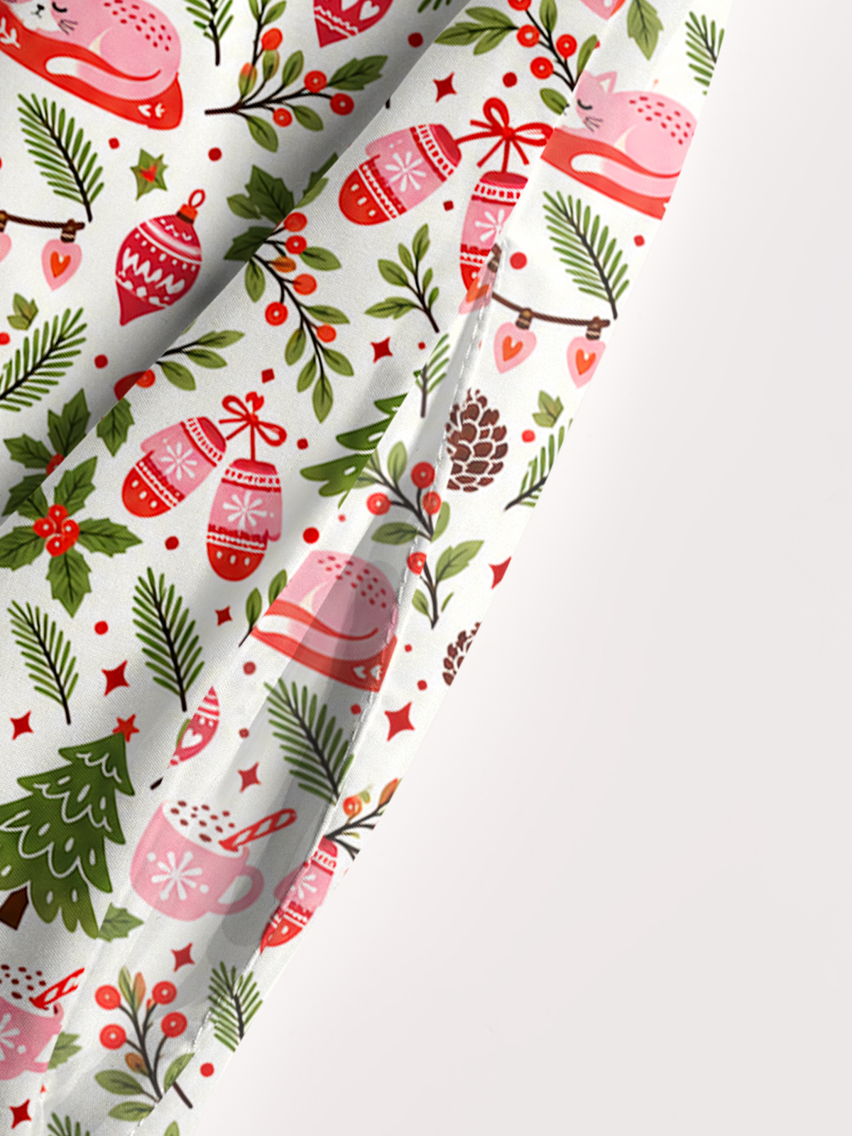 Cozy Cocoa Cat Christmas Print Wide Straps Maxi Dress With Pockets