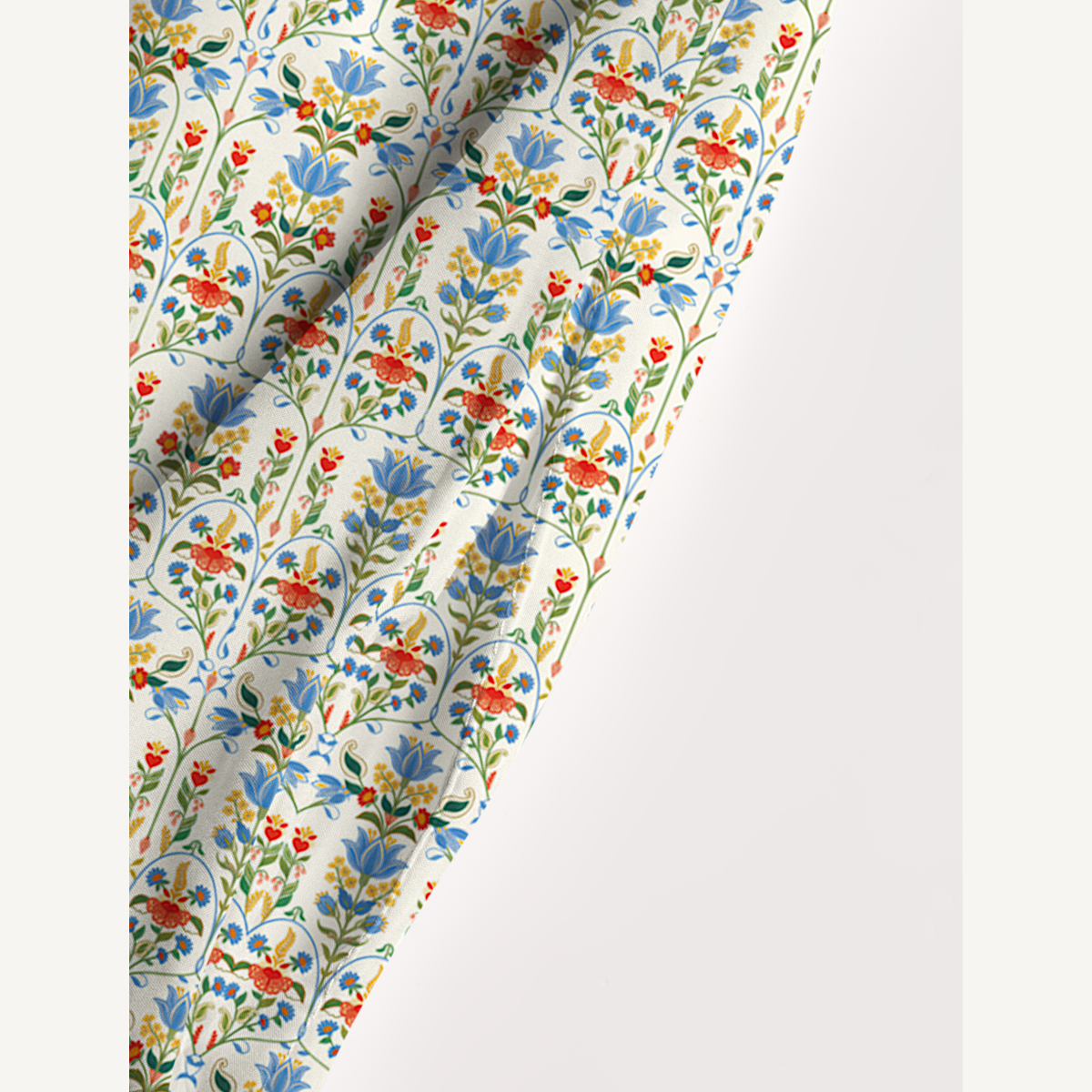 Square Neck Folk Bloom Print Slip Dress