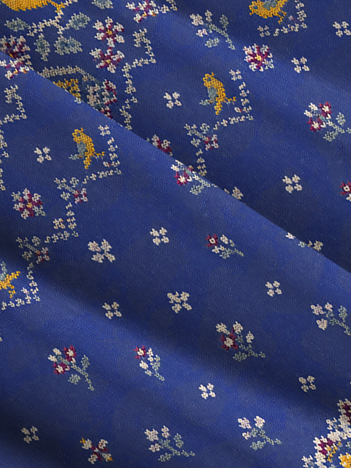 Vintage Fair Isle Birds Print Wide Straps Maxi Dress With Pockets