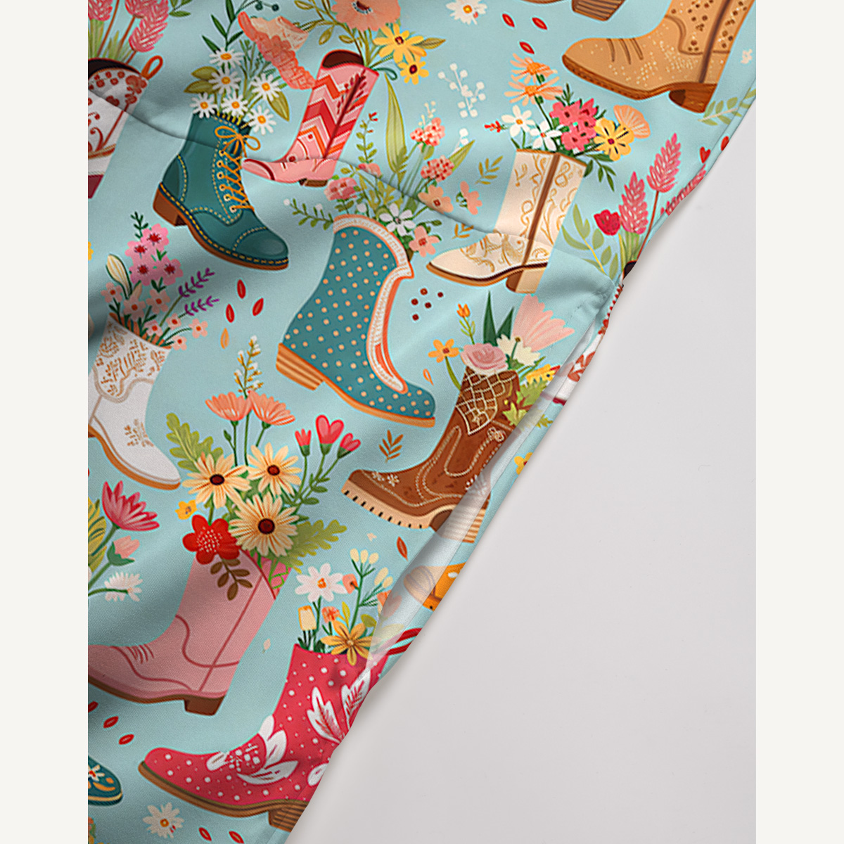 Boots Flower Print Print Boho Jumpsuit with Pockets for Women