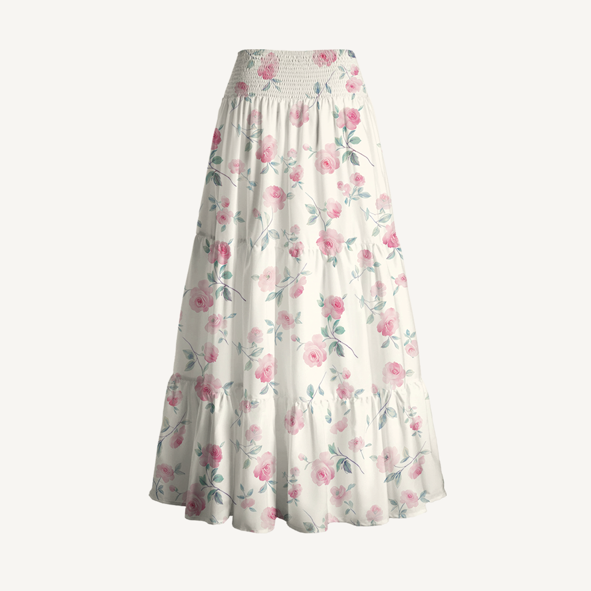 Blush Rose Print Maxi Skirt