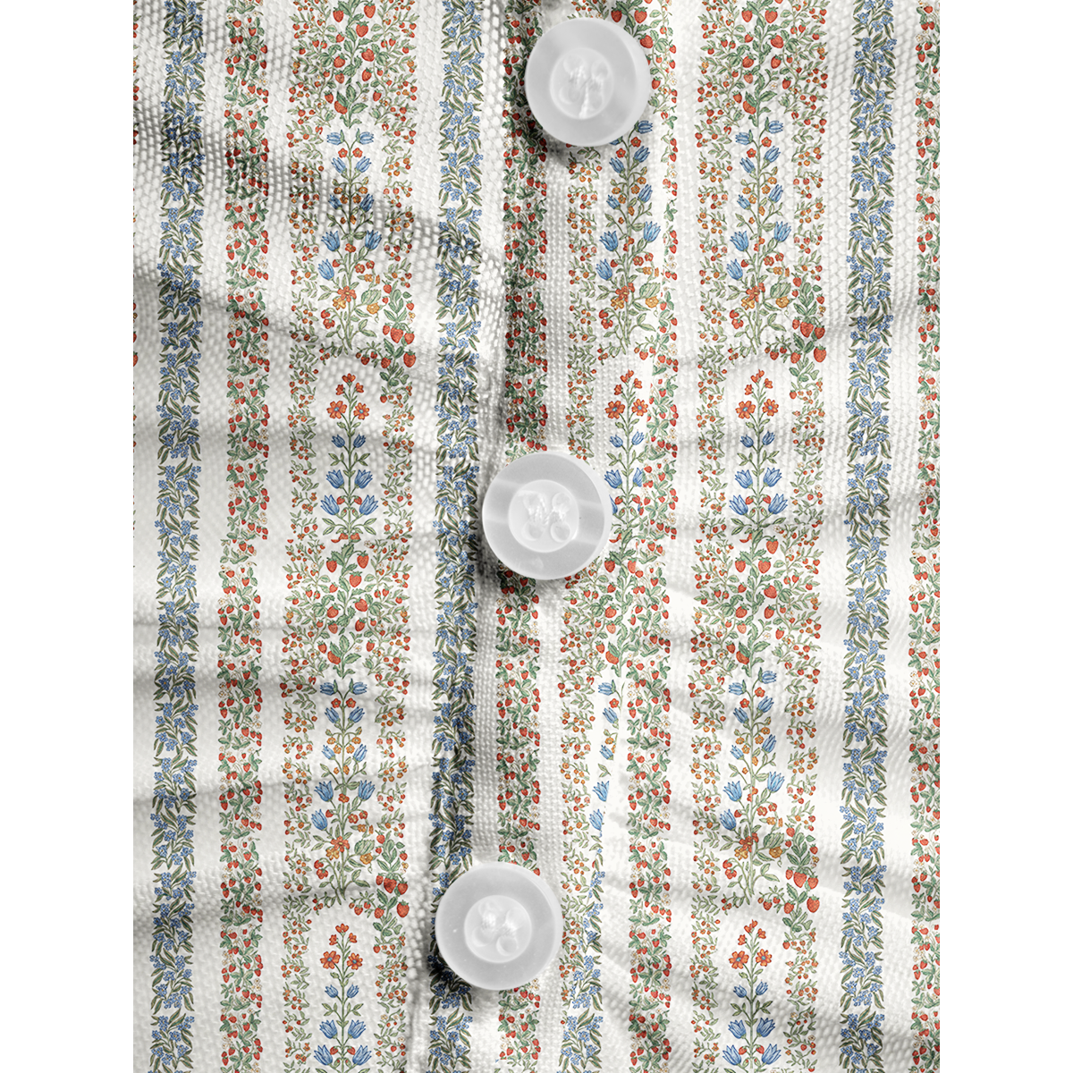 V-Neck Short Sleeve Strawberry Vine Tales Print Mesh Top