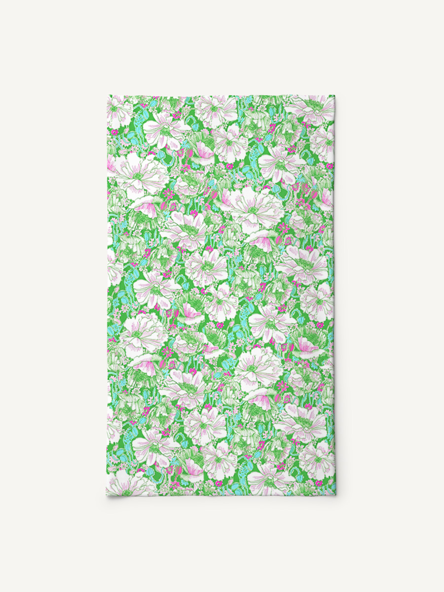 Mint Garden Print Boho Bandeau Headband