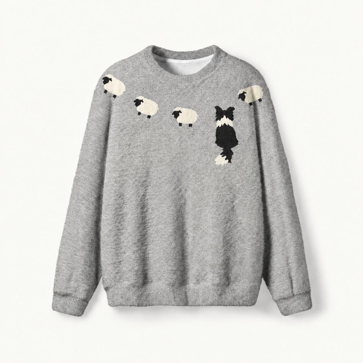 Sheep Herding Dog Fuzzy Crewneck Sweater