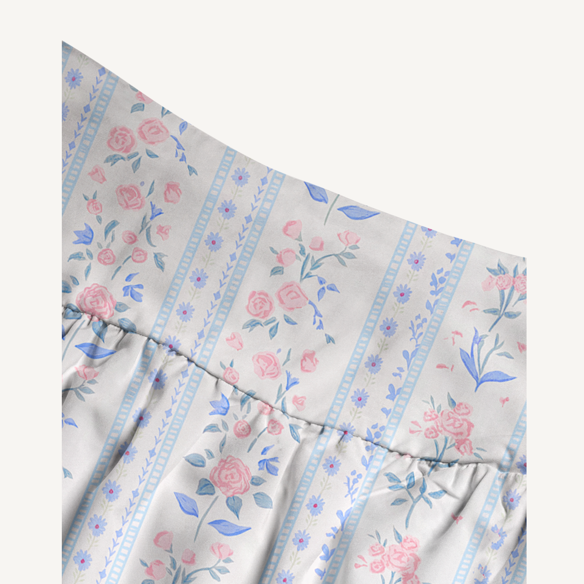 Blue Rose Print Maxi Skirt