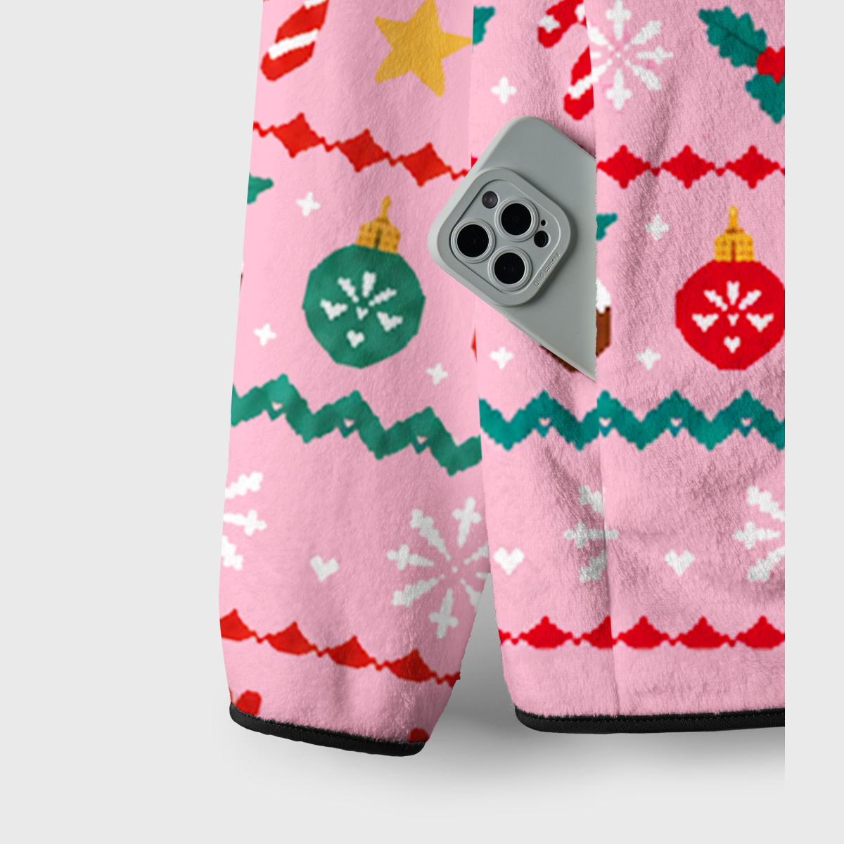 Christmas Cats Holiday Print Fleece Jacket