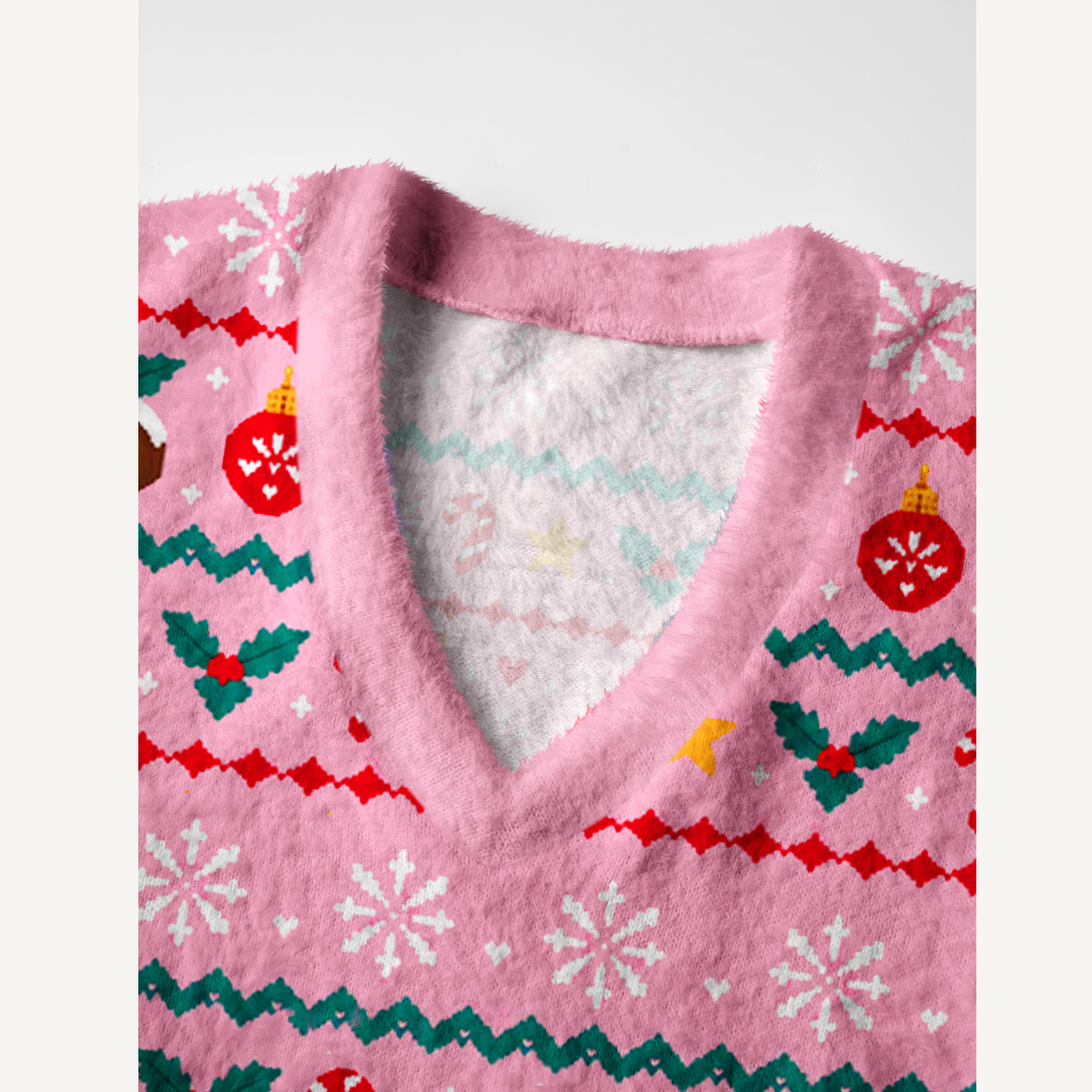 Christmas Cats Holiday Print V-Neck Sweater Vest