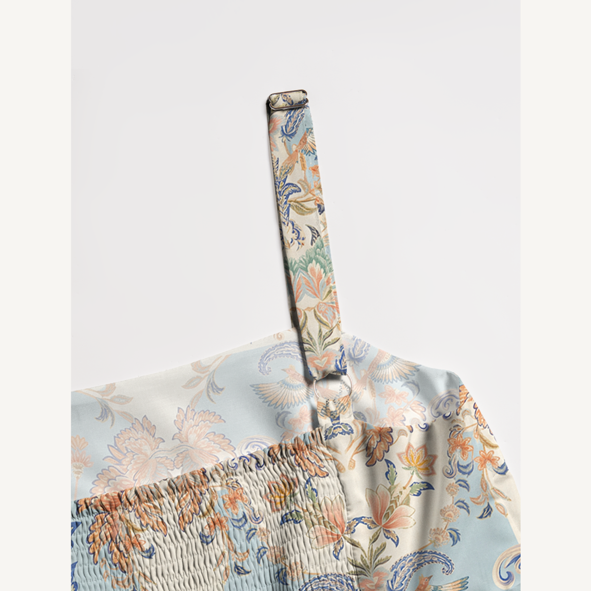 Square Neck Azure Lily Palace Print Slip Dress