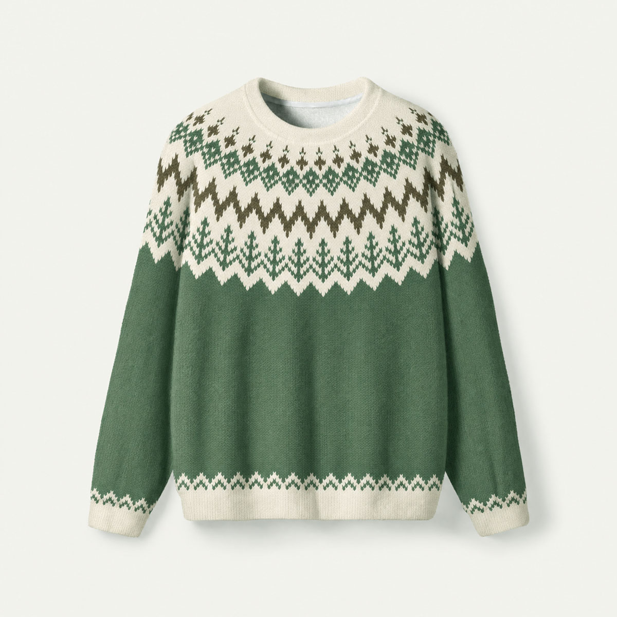 Nordic Winter with Forest Fuzzy Crewneck Sweater