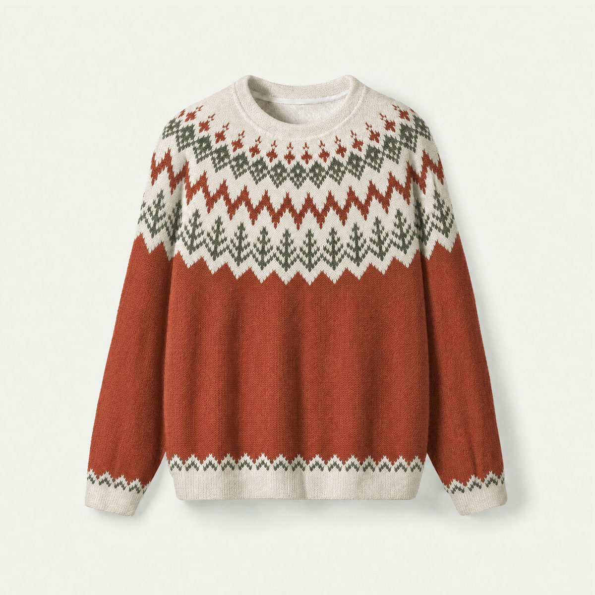 Nordic Winter with Forest Fuzzy Crewneck Sweater