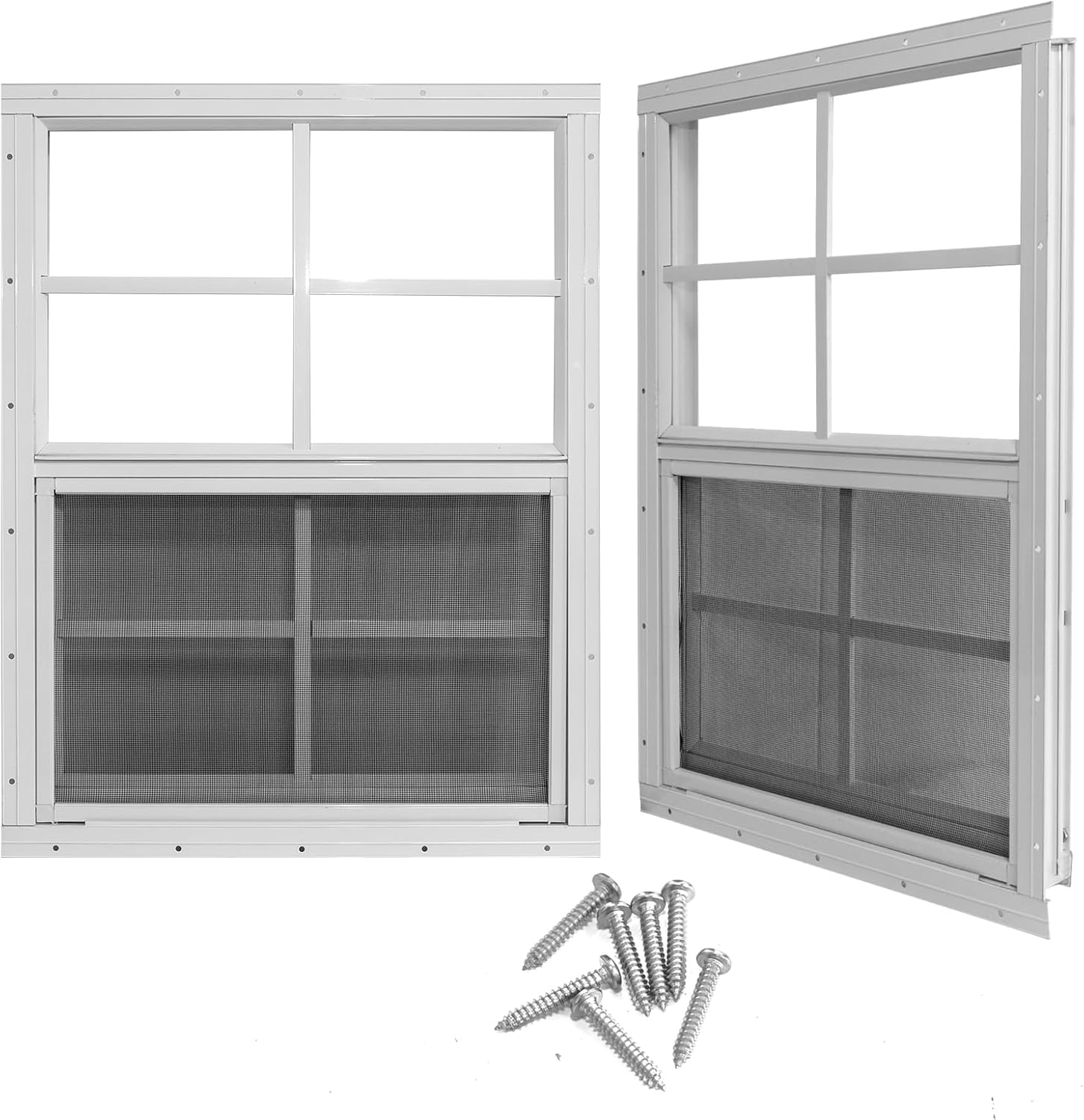 Shed Windows with Tempered Glass and Fiberglass Screen