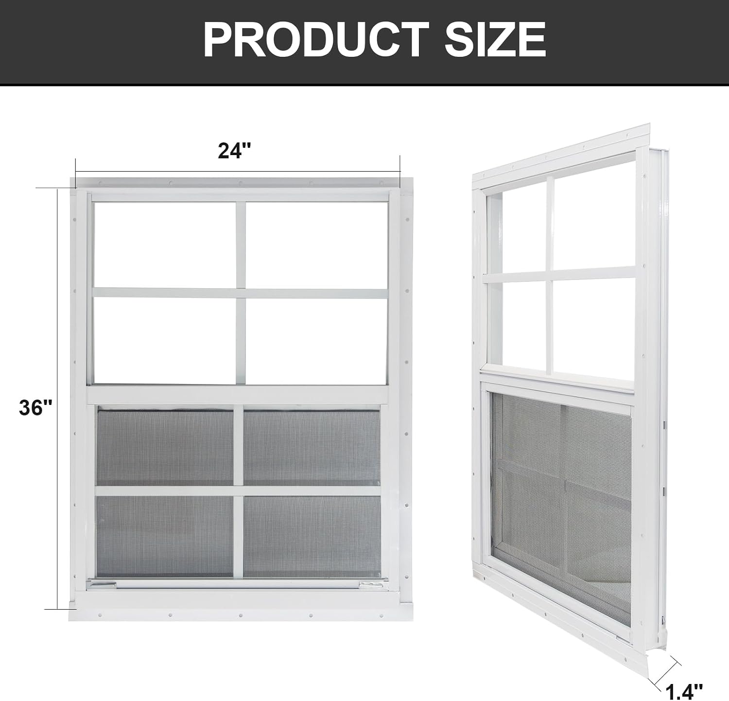 Shed Windows with Tempered Glass and Fiberglass Screen