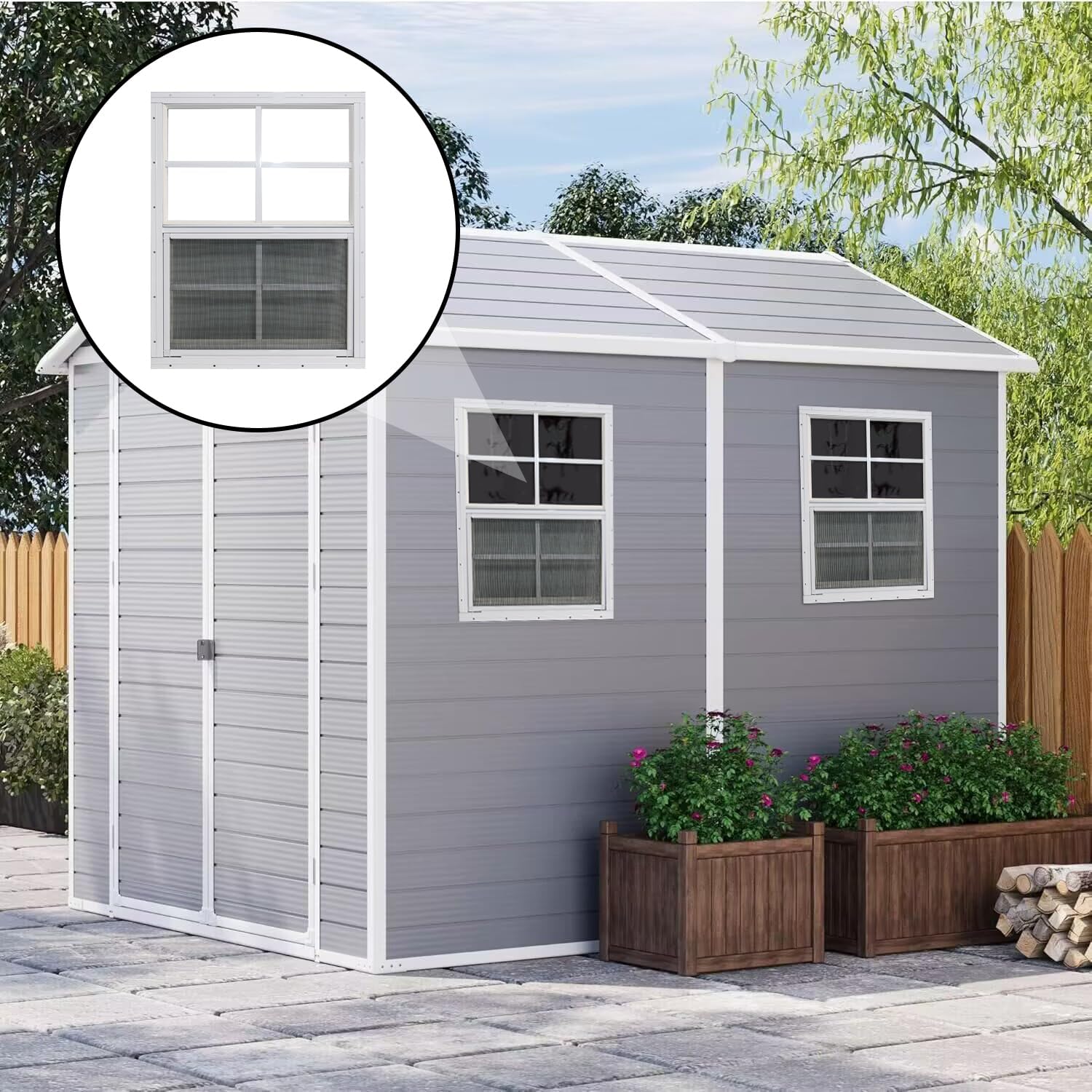 Shed Windows with Tempered Glass and Fiberglass Screen