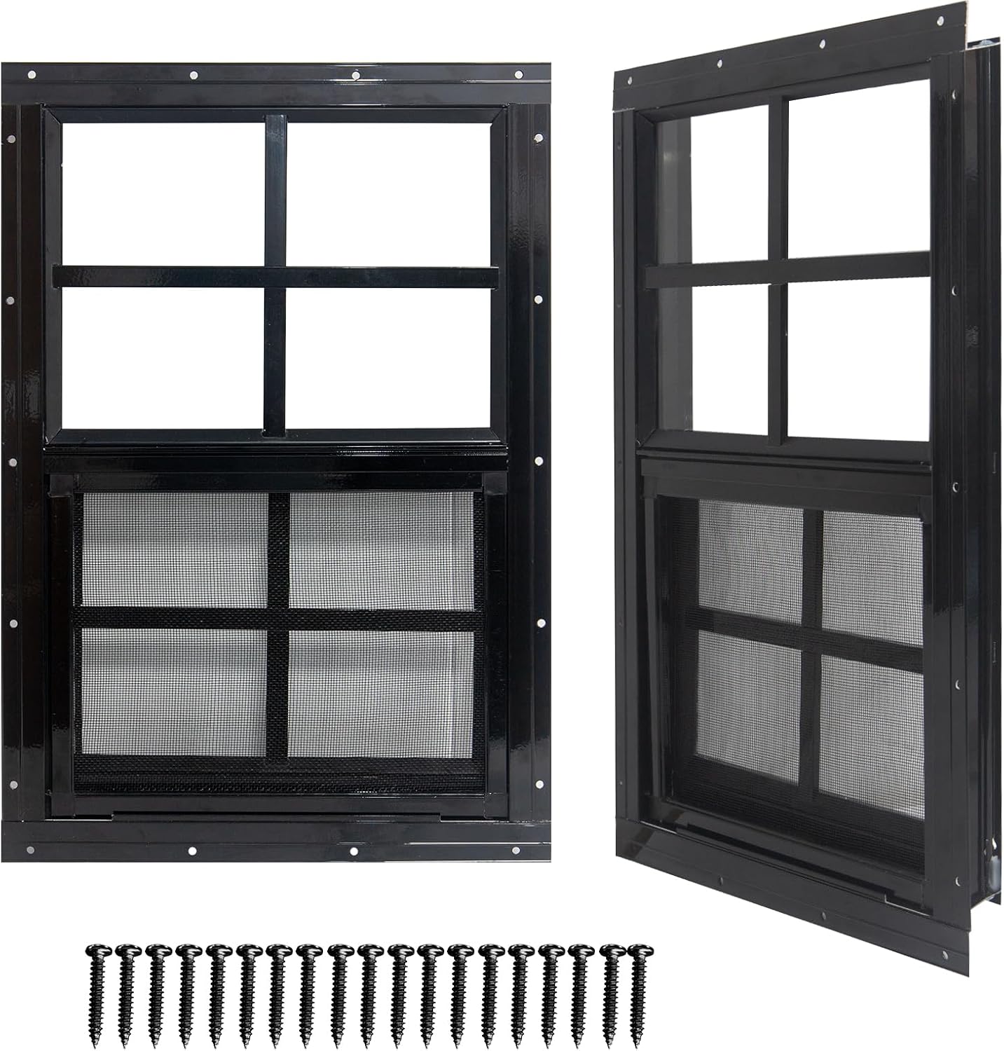 Shed Windows with Tempered Glass and Fiberglass Screen
