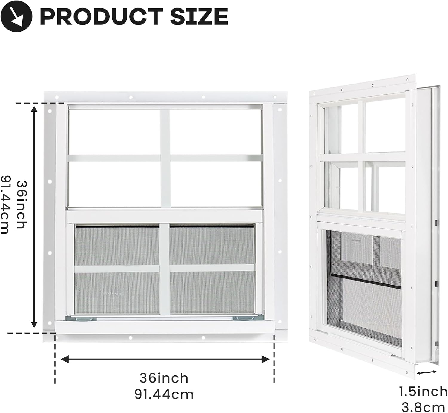 Shed Windows 2 Pack, Chicken Coop Windows 36" x 36" 