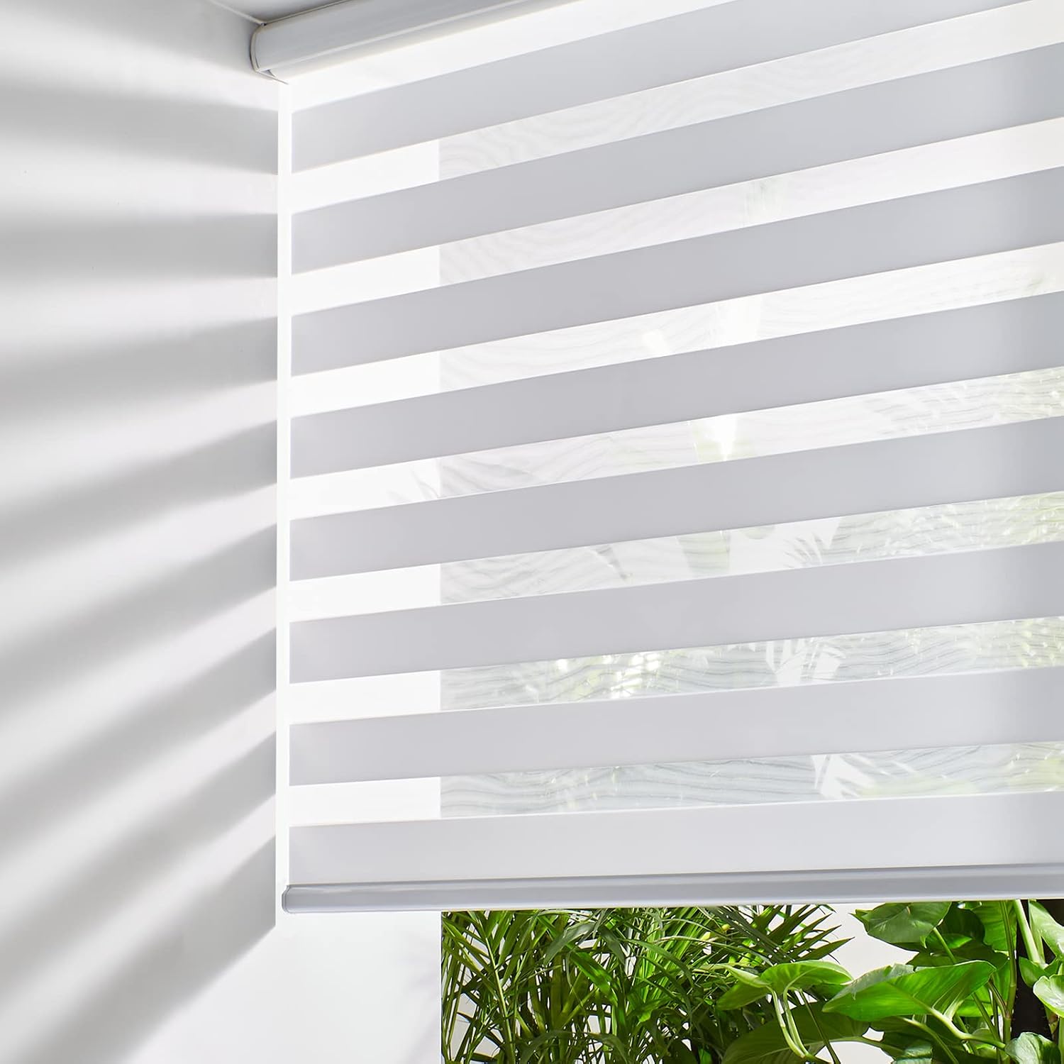 Cordless Zebra Blinds for Windows Free-Stop Window Blinds 34" W X 64" H