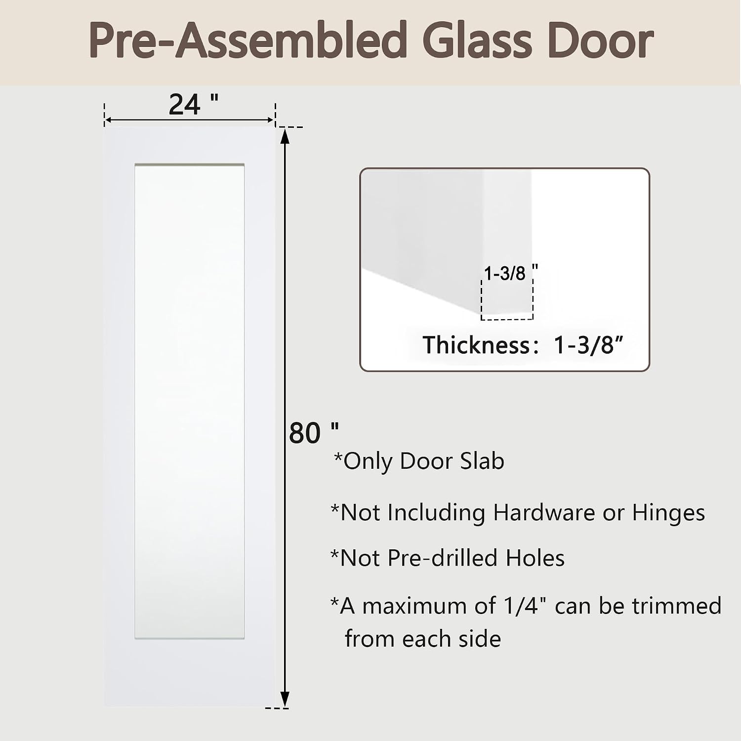 24" x 80" Clear Glass Interior Door Slab