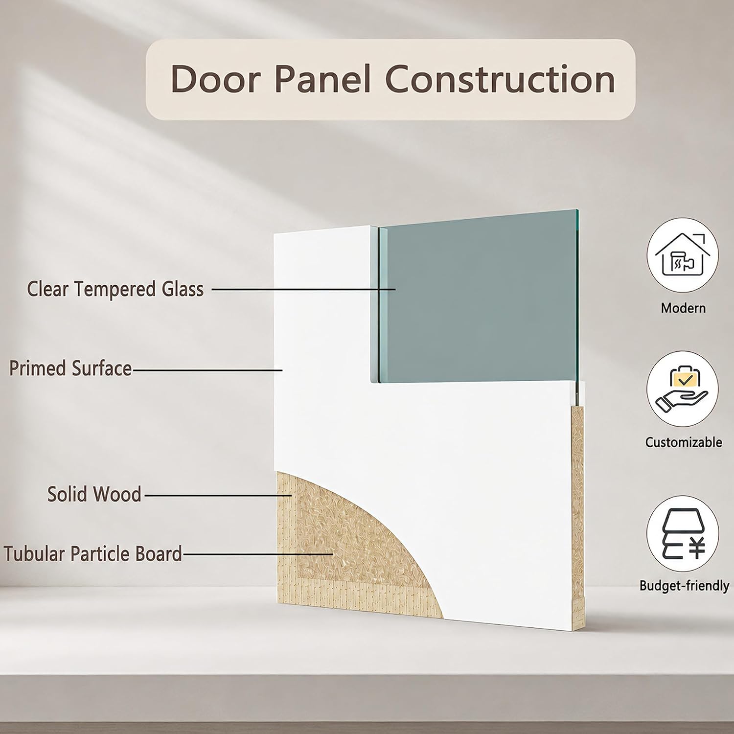 36" x 80" Clear Glass Interior Door Slab