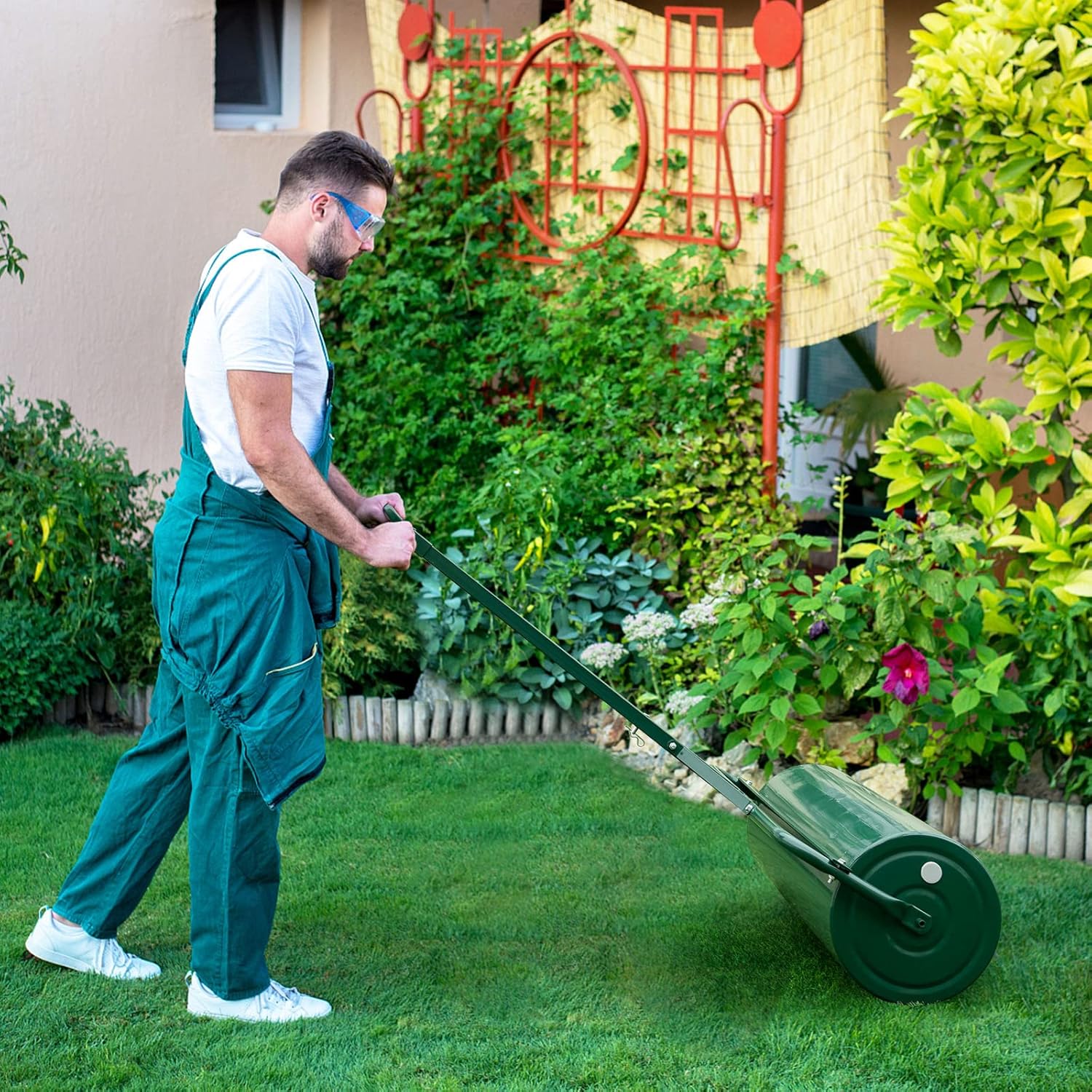 Lawn Roller Push/Tow Behind a Tractor Sod Drum Roller for Garden Yard Park Farm 