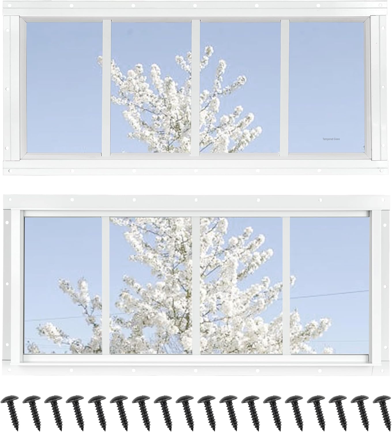 Shed Windows 2 Pack, Fixed Transom Windows 10" x 29" 