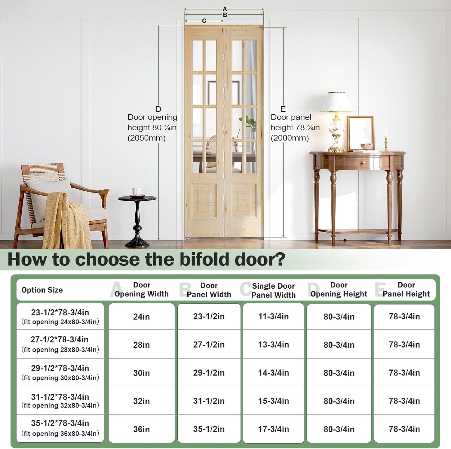Bifold Doors for 32"×80" Opening, Clear Glass French Interior Folding Barn Door with Concealed Hardware Kit Included