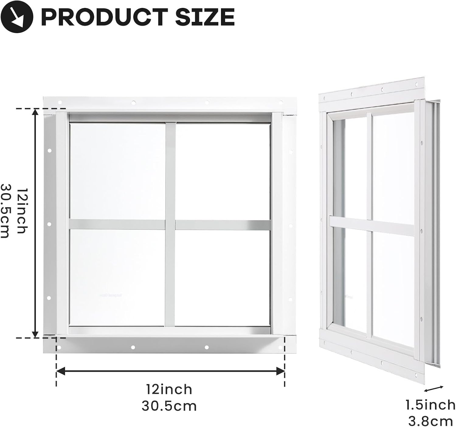 Shed Windows 2 Pack, Chicken Coop Fixed Windows 12" x 12"