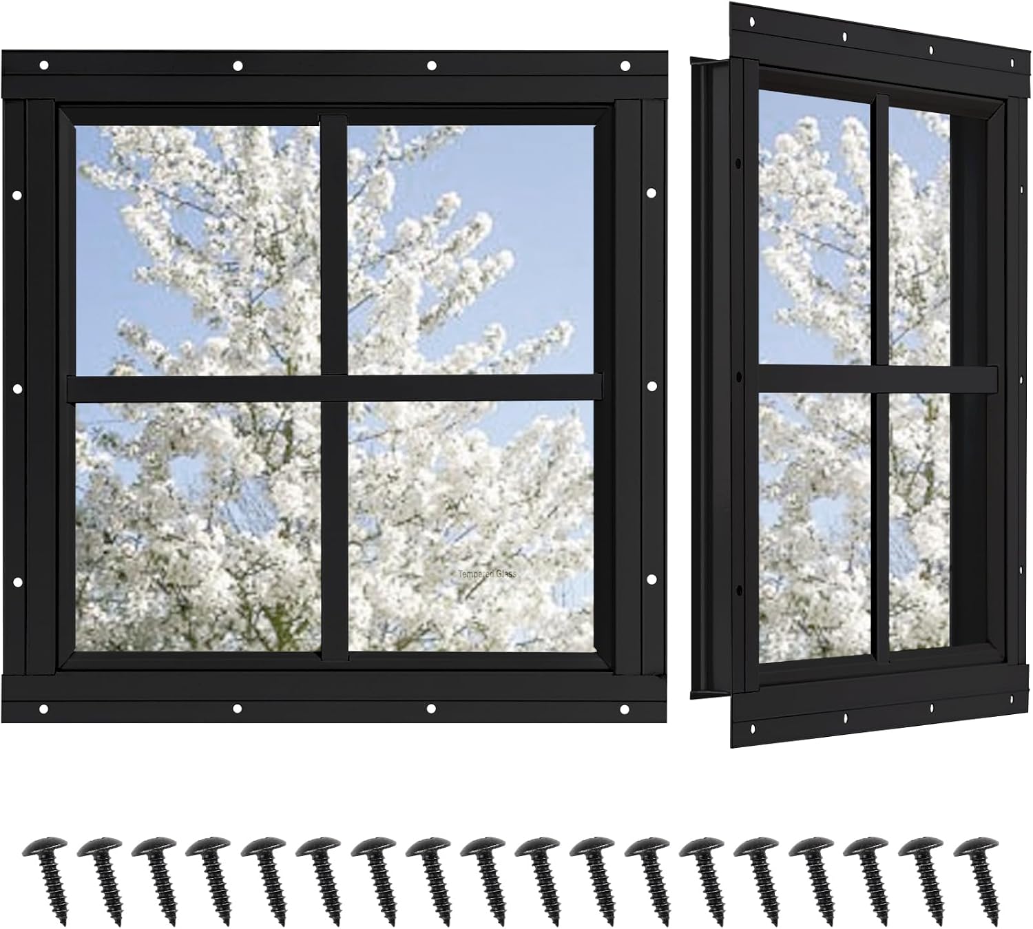 Shed Windows 2 Pack, Chicken Coop Fixed Windows 12" x 12"