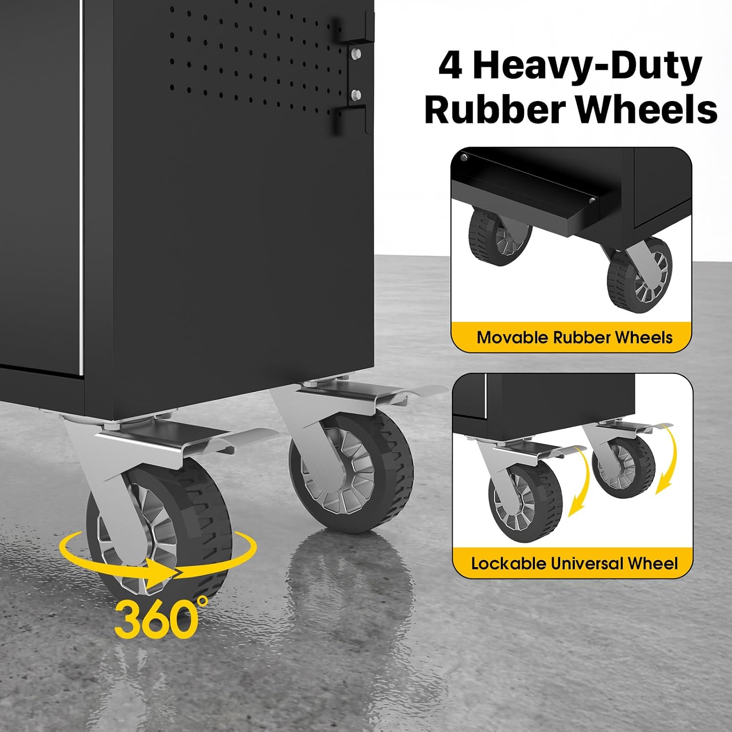 72-Inch Heavy Duty Rolling Tool Chest with 10 Drawers and Solid Rubber Wood Top Mobile Workstation, Includes Power Strip
