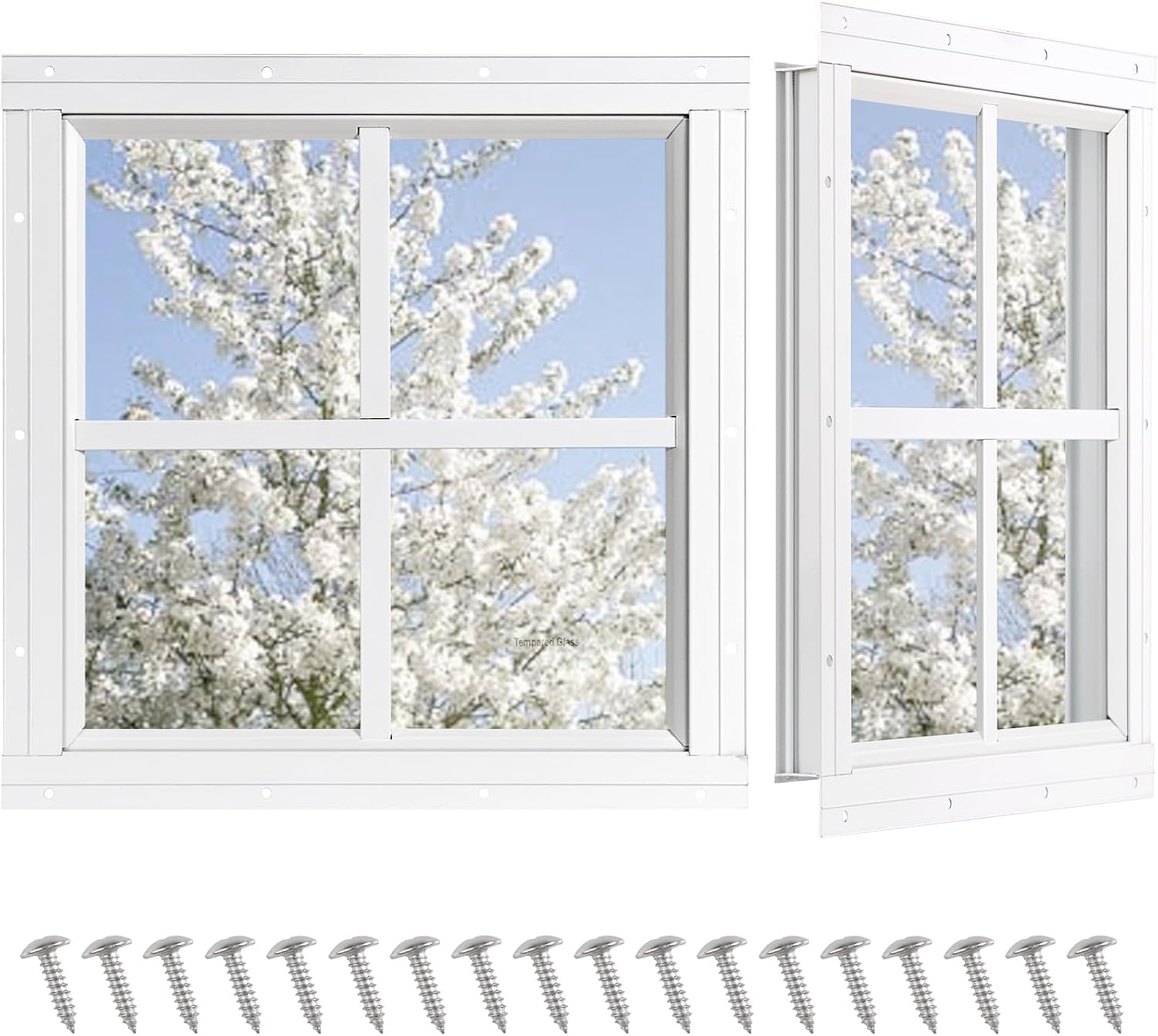 Shed Windows 2 Pack, Chicken Coop Fixed Windows 18" x 18"