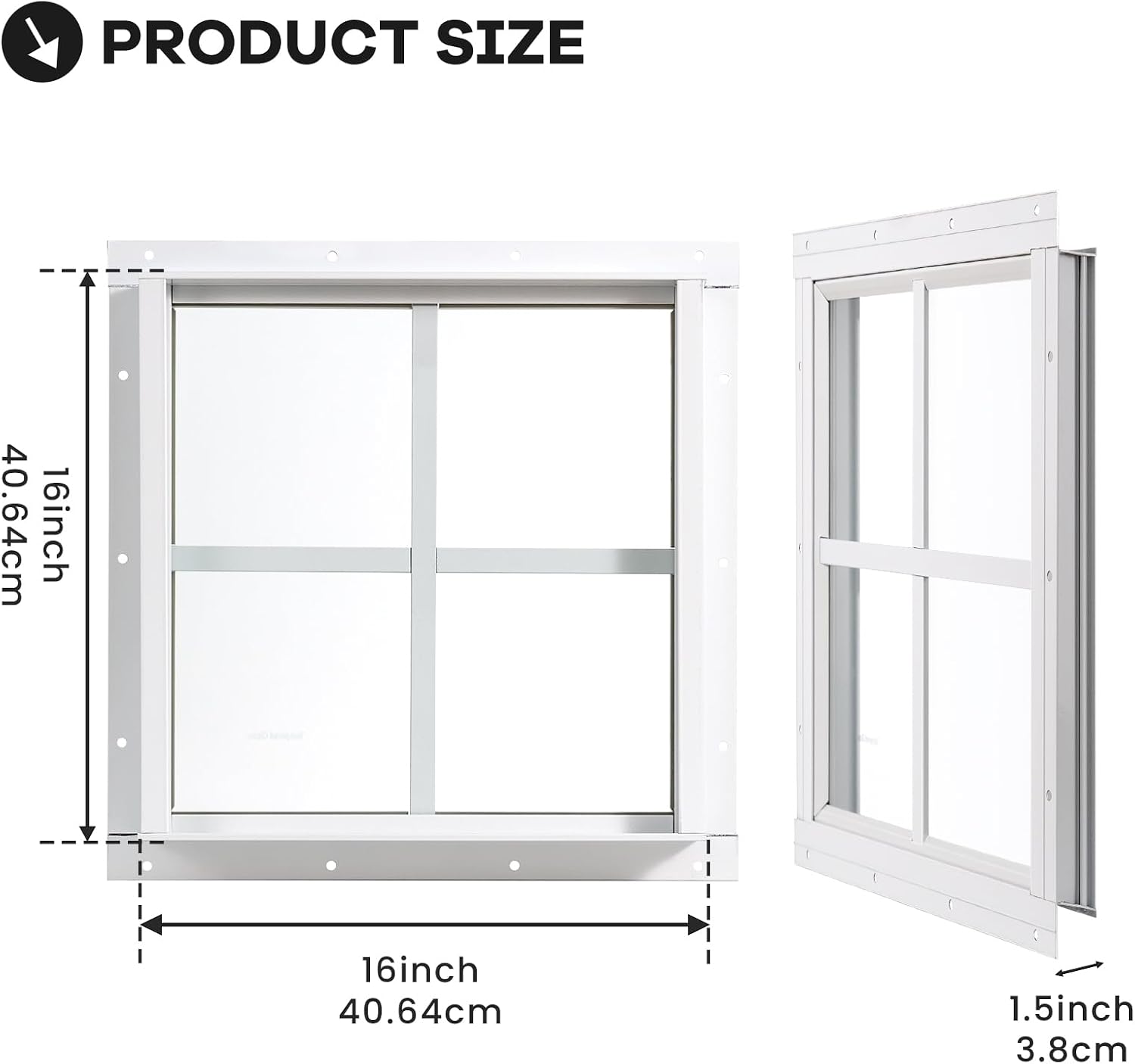 Shed Windows 2 Pack, Chicken Coop Fixed Windows 16" x 16" 