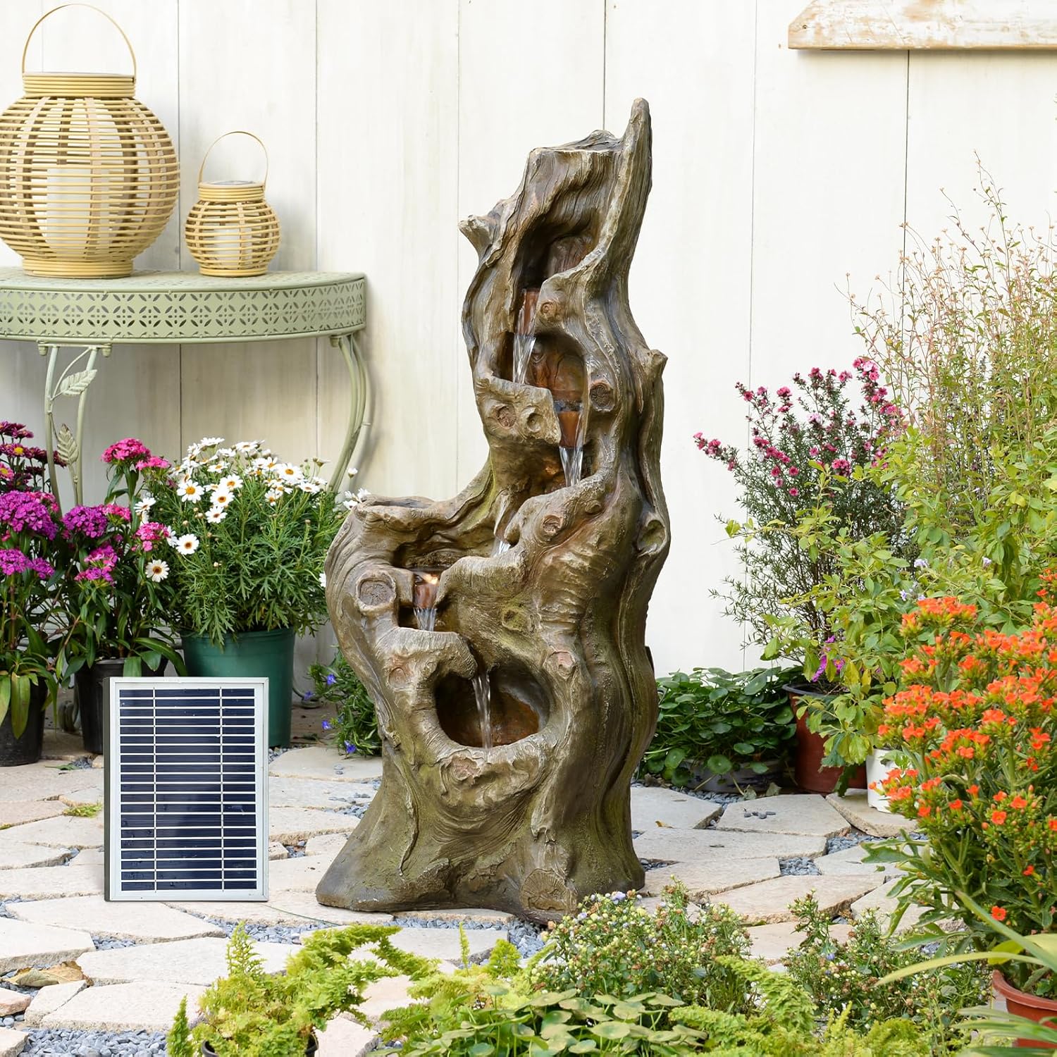 Solar Water Fountain Outdoor 5-Tiers Large Cascading