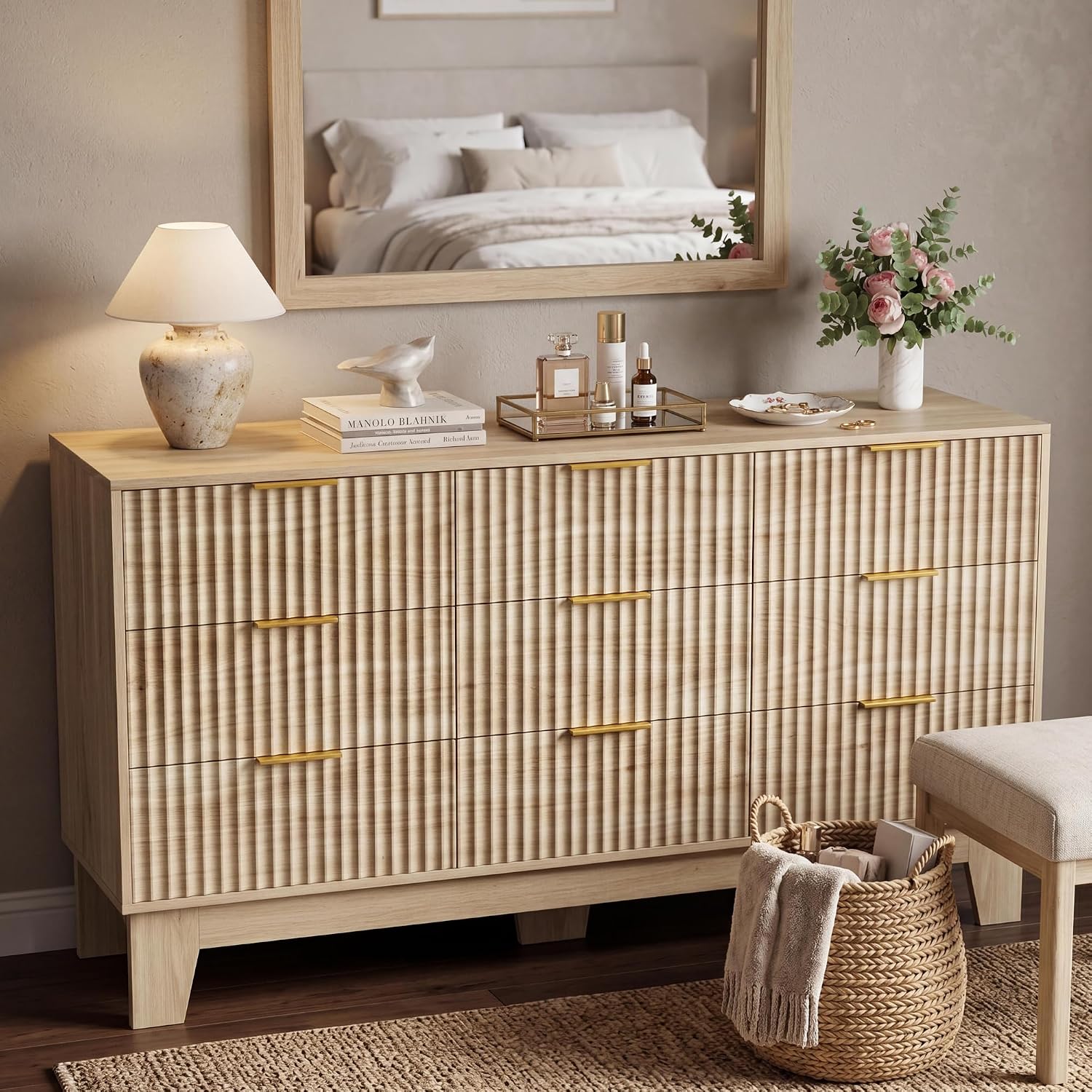 9 Drawer Dresser for Bedroom, Fluted Dresser for Bedroom | Fluted Door, Sturdy Structure, Easy to Clean