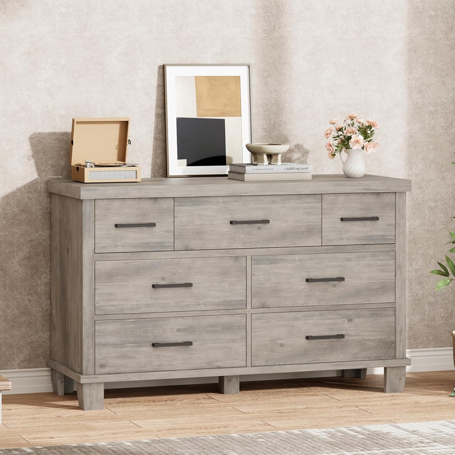 Dresser for Bedroom with 7 Drawers, Storage Chest of Drawers | Metal Handle, Wooden Dresser Organizer for Living Room,Closet,Entryway,Nursery 
