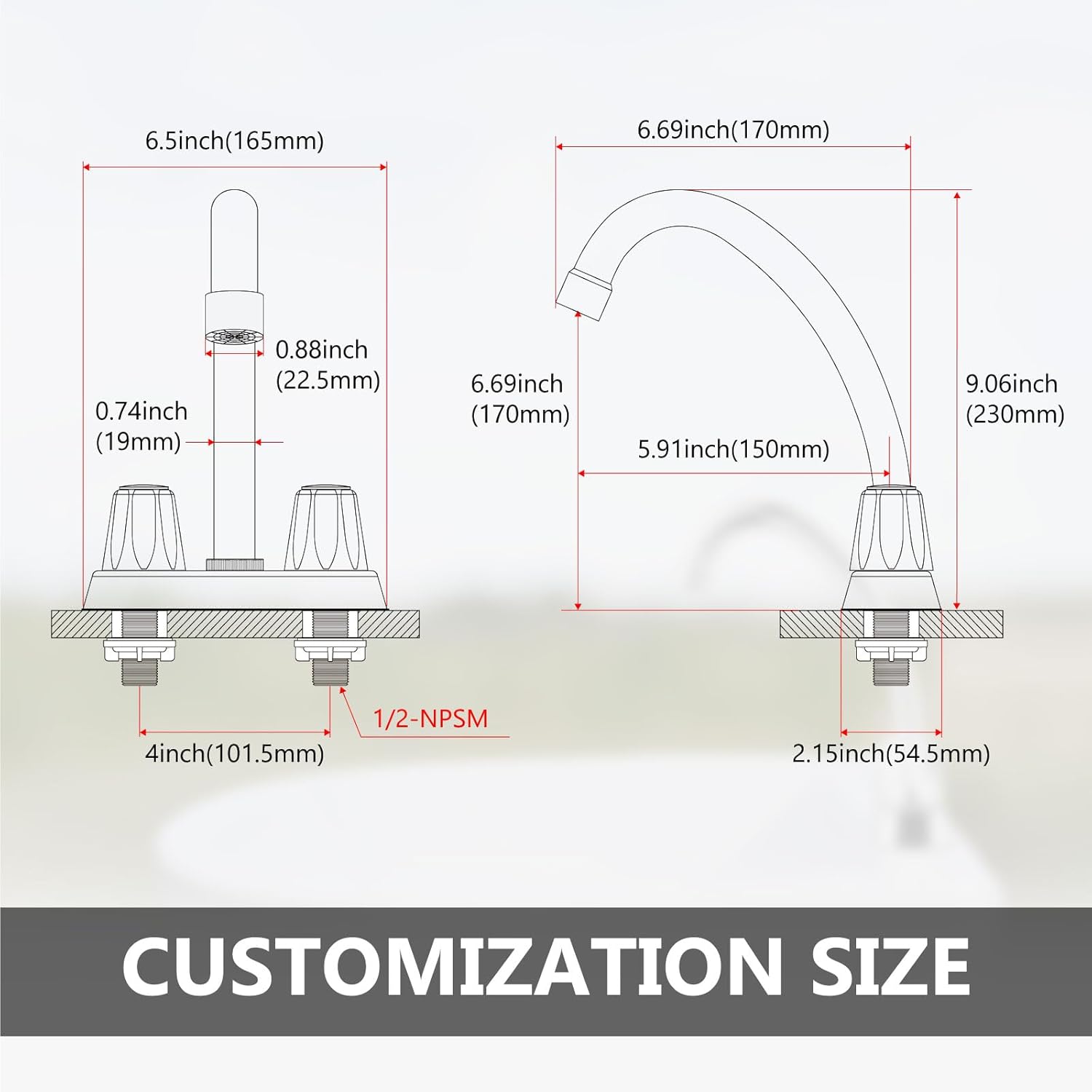 2 Handles Utility Laundry Sink Faucet