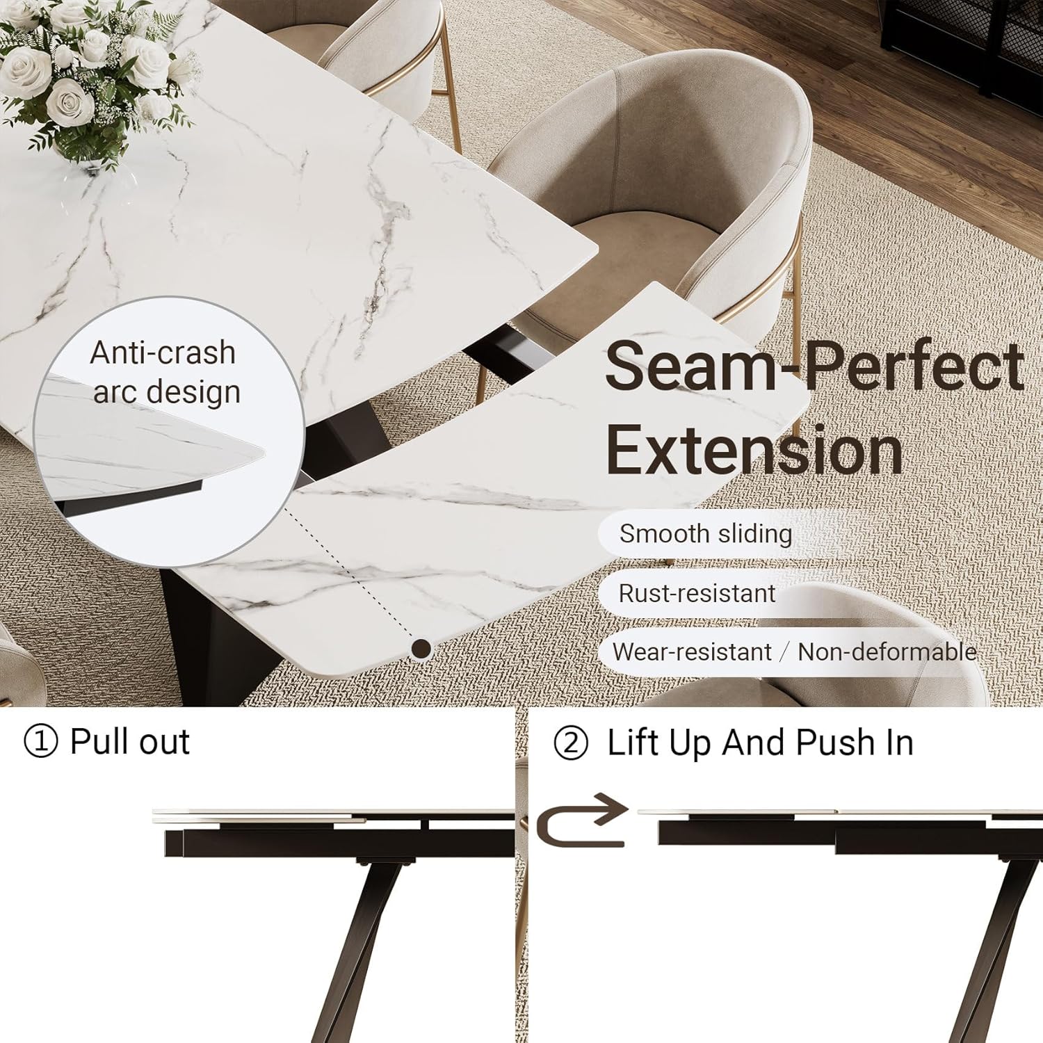 Extendable Dining Table with Leaf