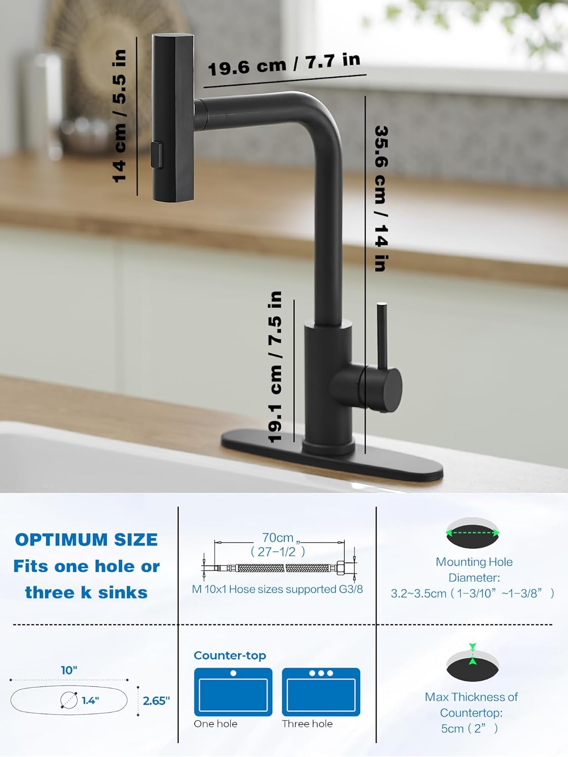 Black Kitchen Faucets with Pull Down Sprayer