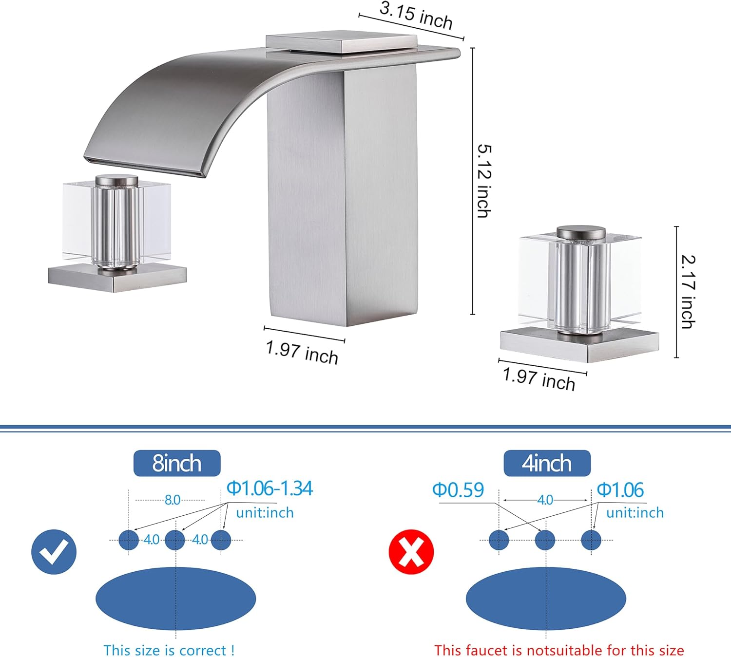 Brushed Nickel Waterfall Bathroom Faucet
