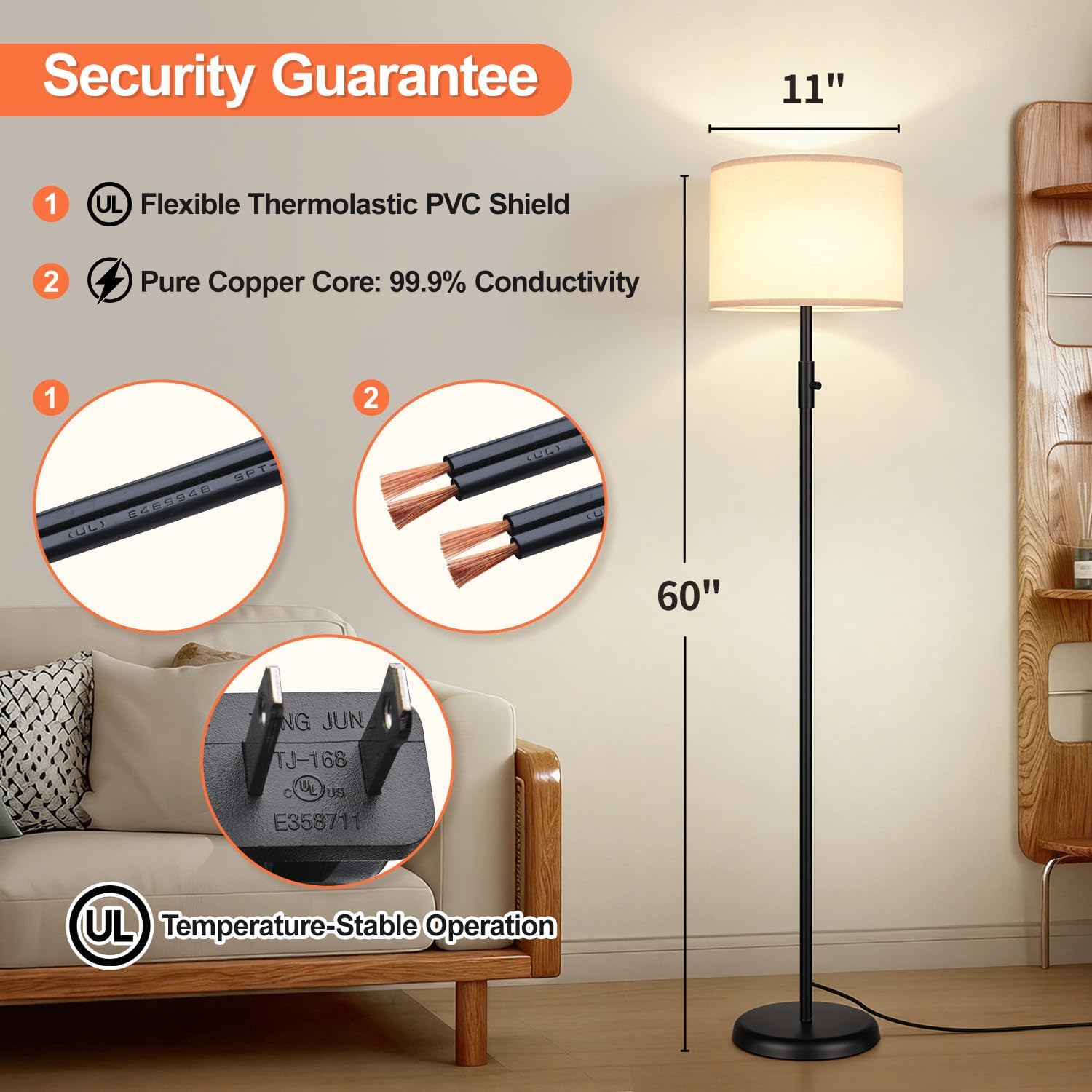  Dimmable Floor Lamp for Living Room,1000 Lumens Bulb Included