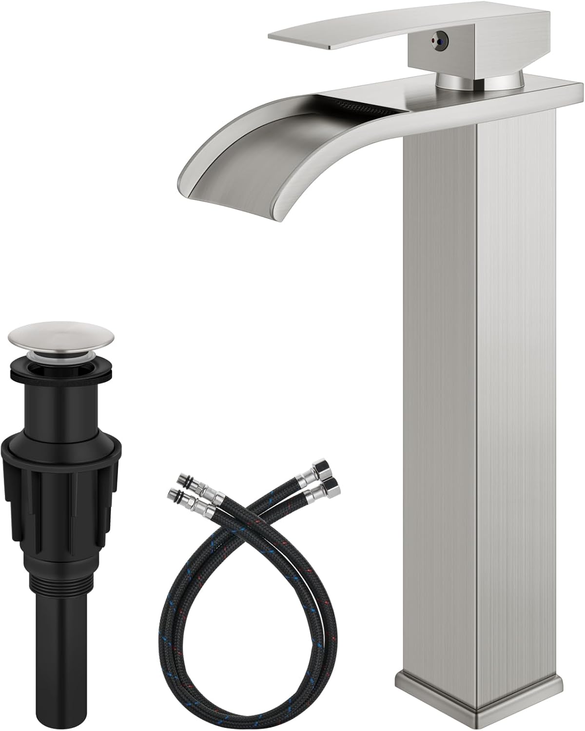 Vessel Sink Faucet Waterfall Tall Bathroom Faucet Single Handle