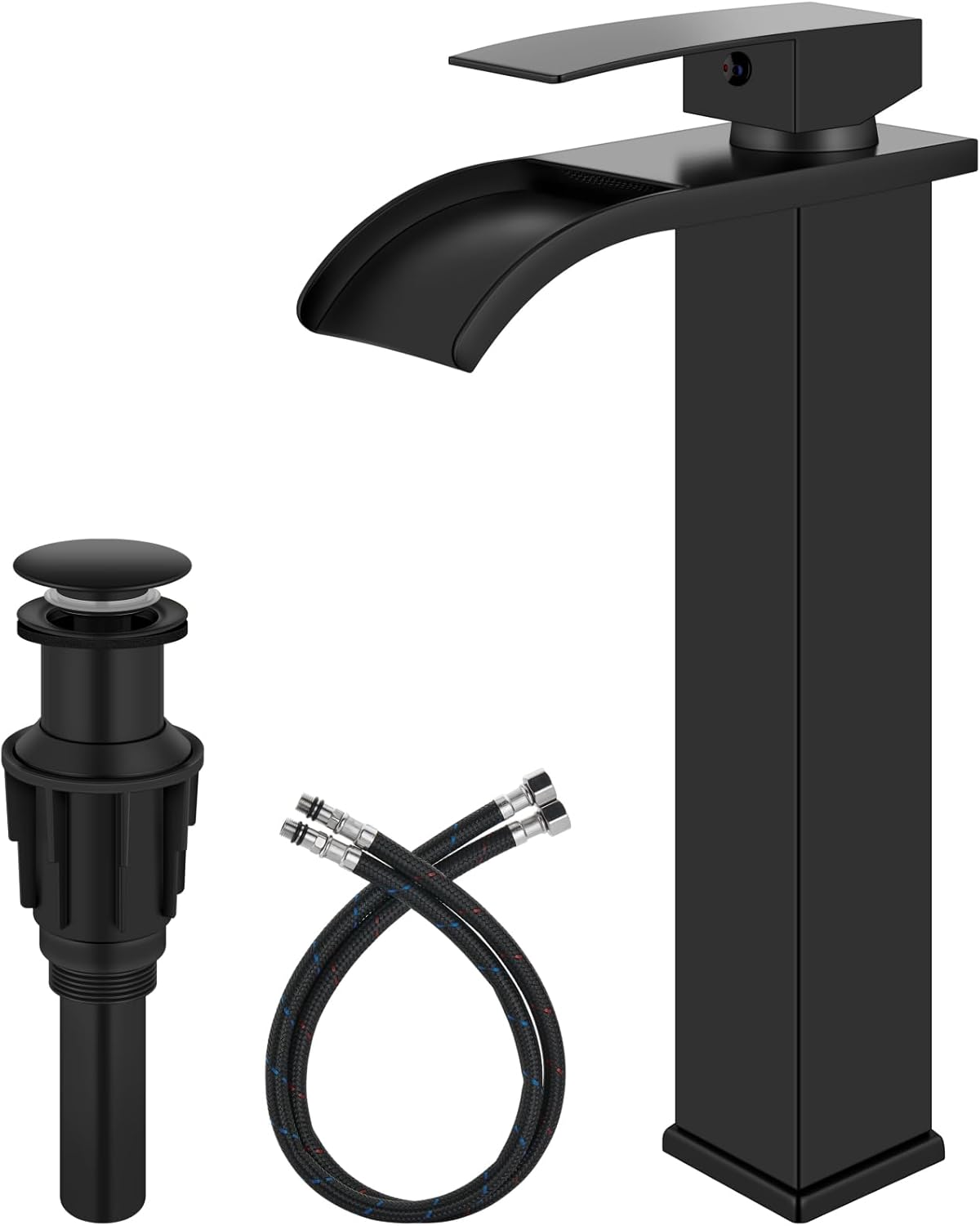 Vessel Sink Faucet Waterfall Tall Bathroom Faucet Single Handle