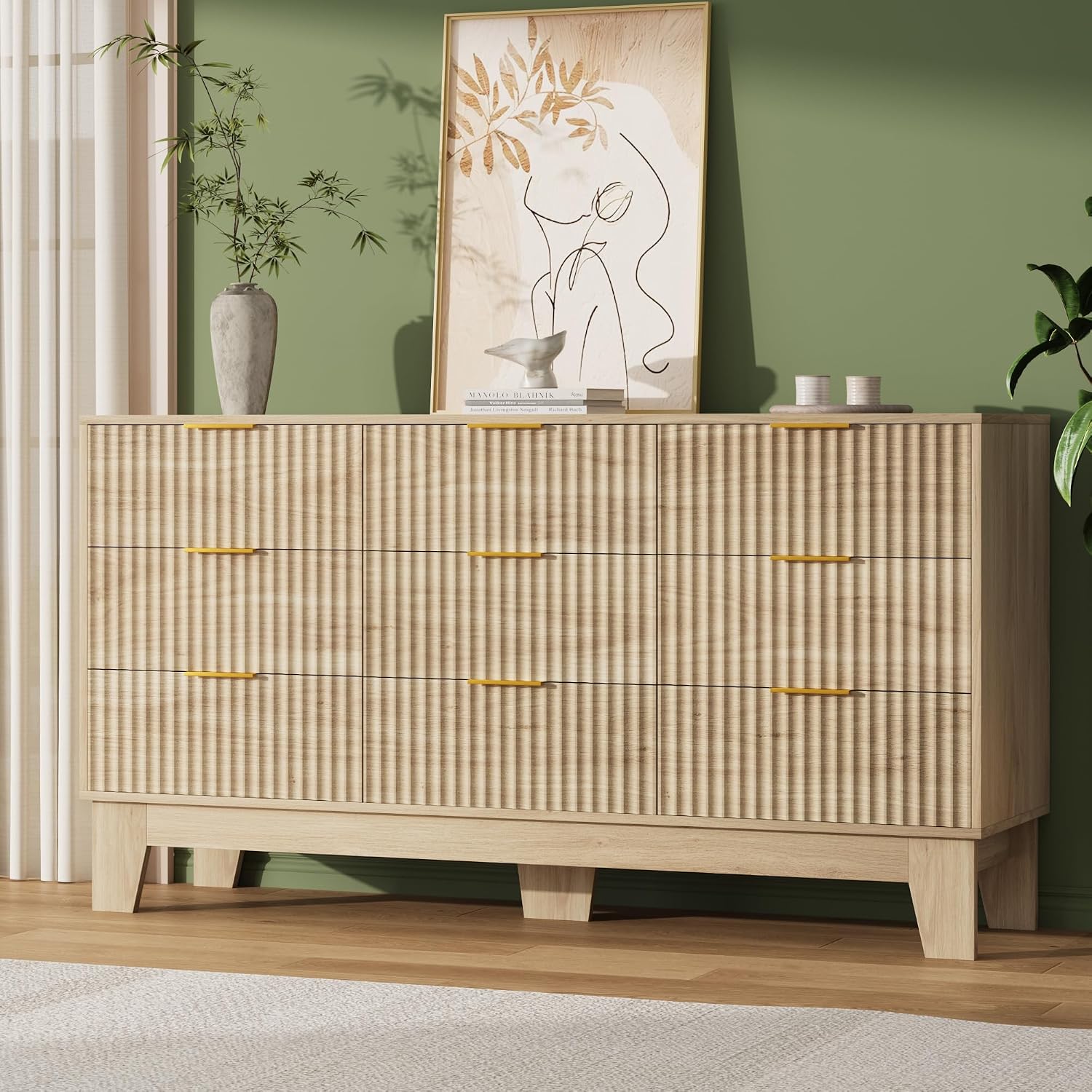 9 Drawer Dresser for Bedroom, Fluted Dresser for Bedroom | Fluted Door, Sturdy Structure, Easy to Clean