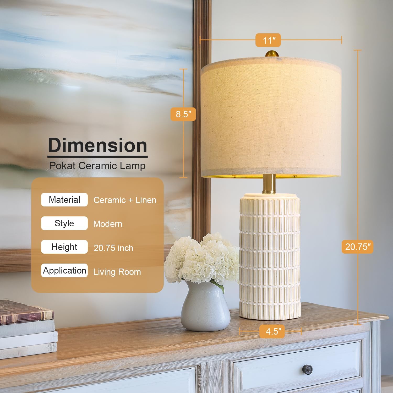 20.75" Small Modern Ceramic Table Lamps